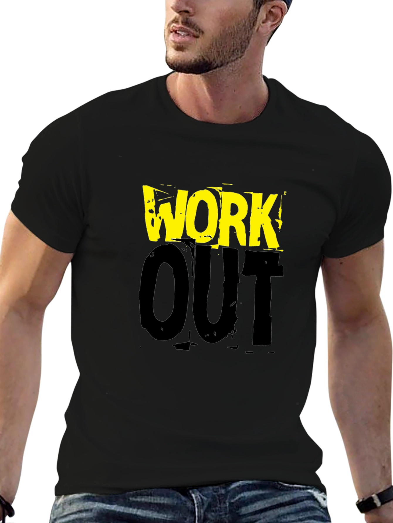 Work Out Black Graphic Print T-Shirt