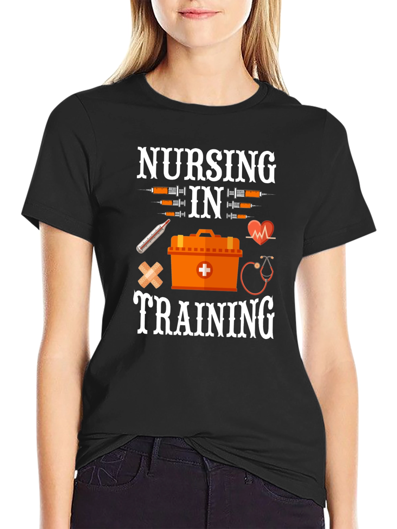 Nursing in Training Black Graphic T-Shirt