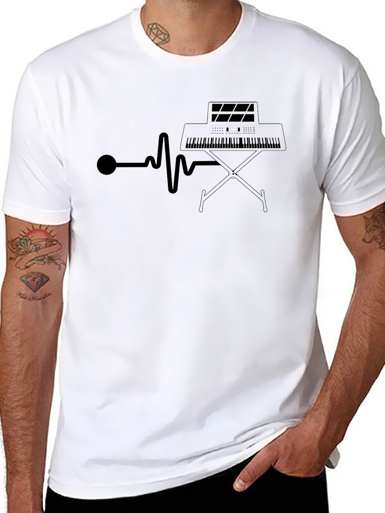 Musical Heartbeat T-Shirt - Keyboard Design