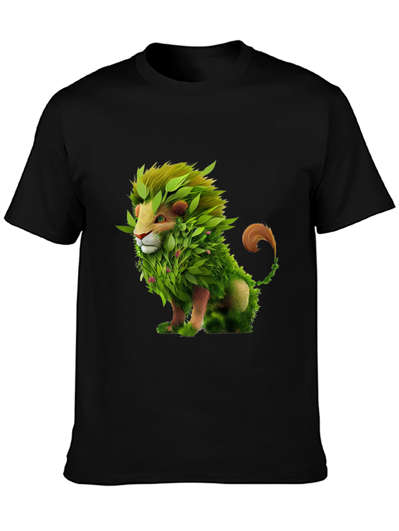 Nature Lion Graphic T-Shirt - Unique Leaf Design