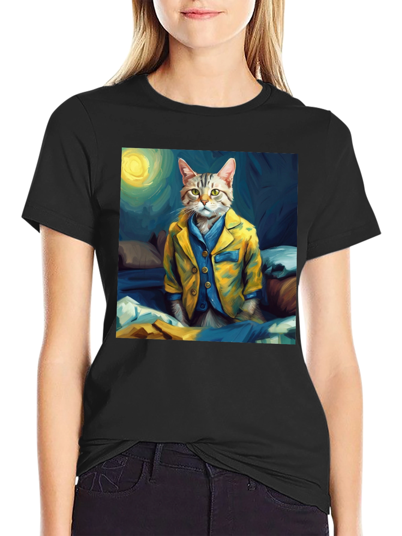 Cat in Pajamas T-Shirt - Artistic Animal Tee
