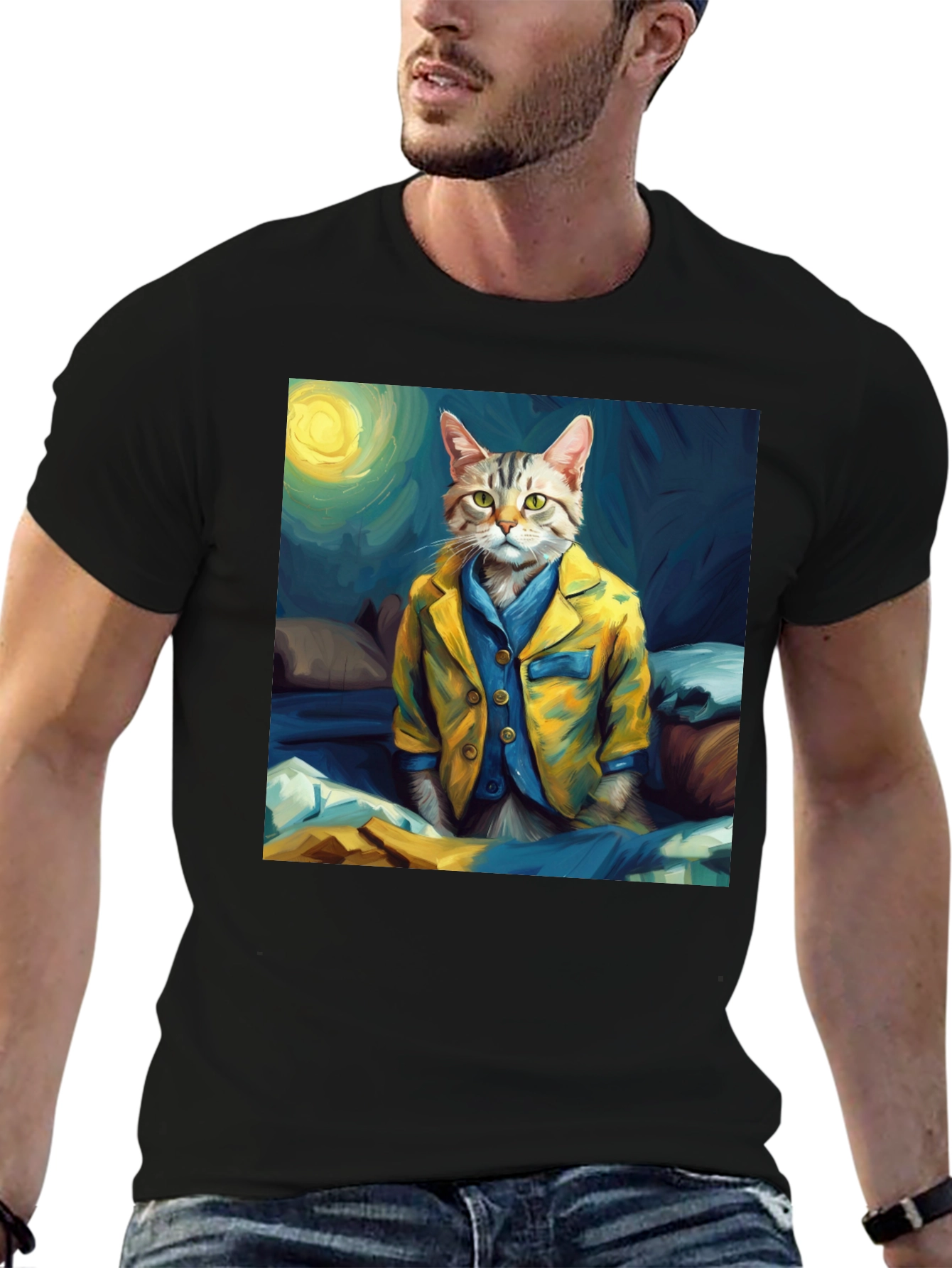 Cat in Pajamas T-Shirt - Artistic Animal Tee
