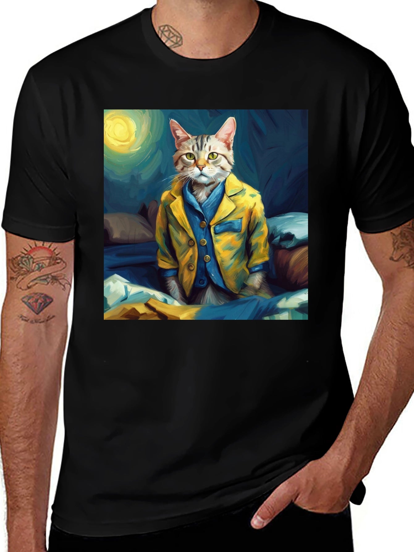 Cat in Pajamas T-Shirt - Artistic Animal Tee