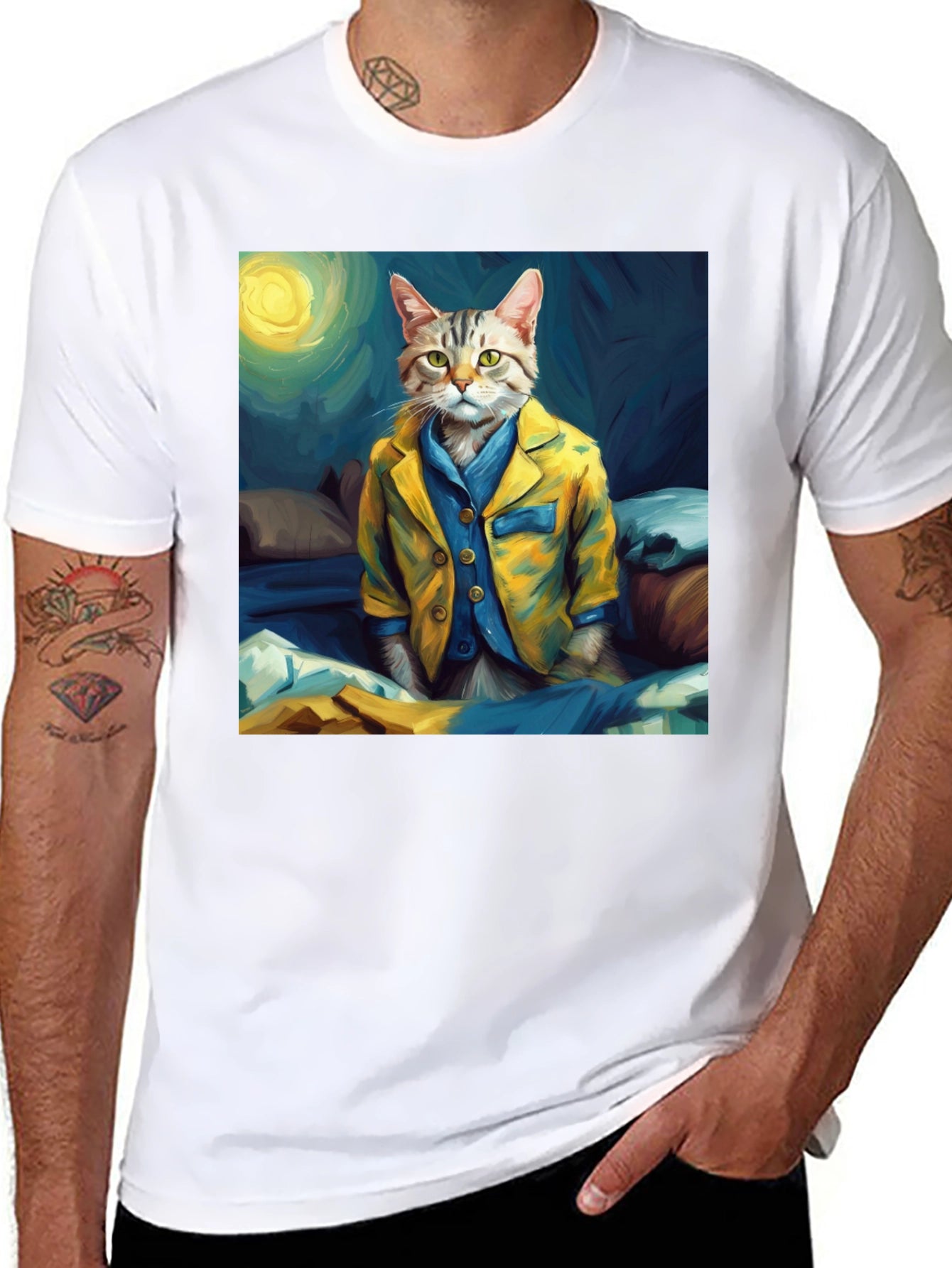 Cat in Pajamas T-Shirt - Artistic Animal Tee