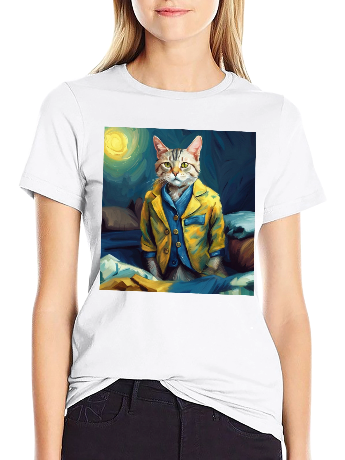 Cat in Pajamas T-Shirt - Artistic Animal Tee