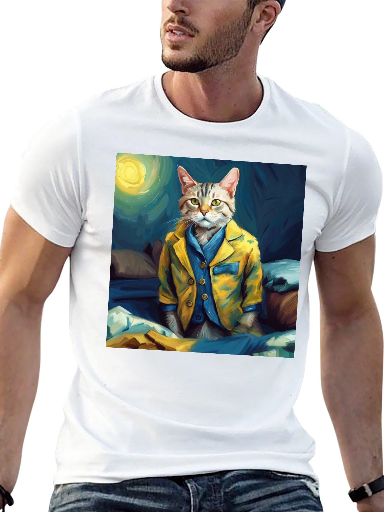 Cat in Pajamas T-Shirt - Artistic Animal Tee