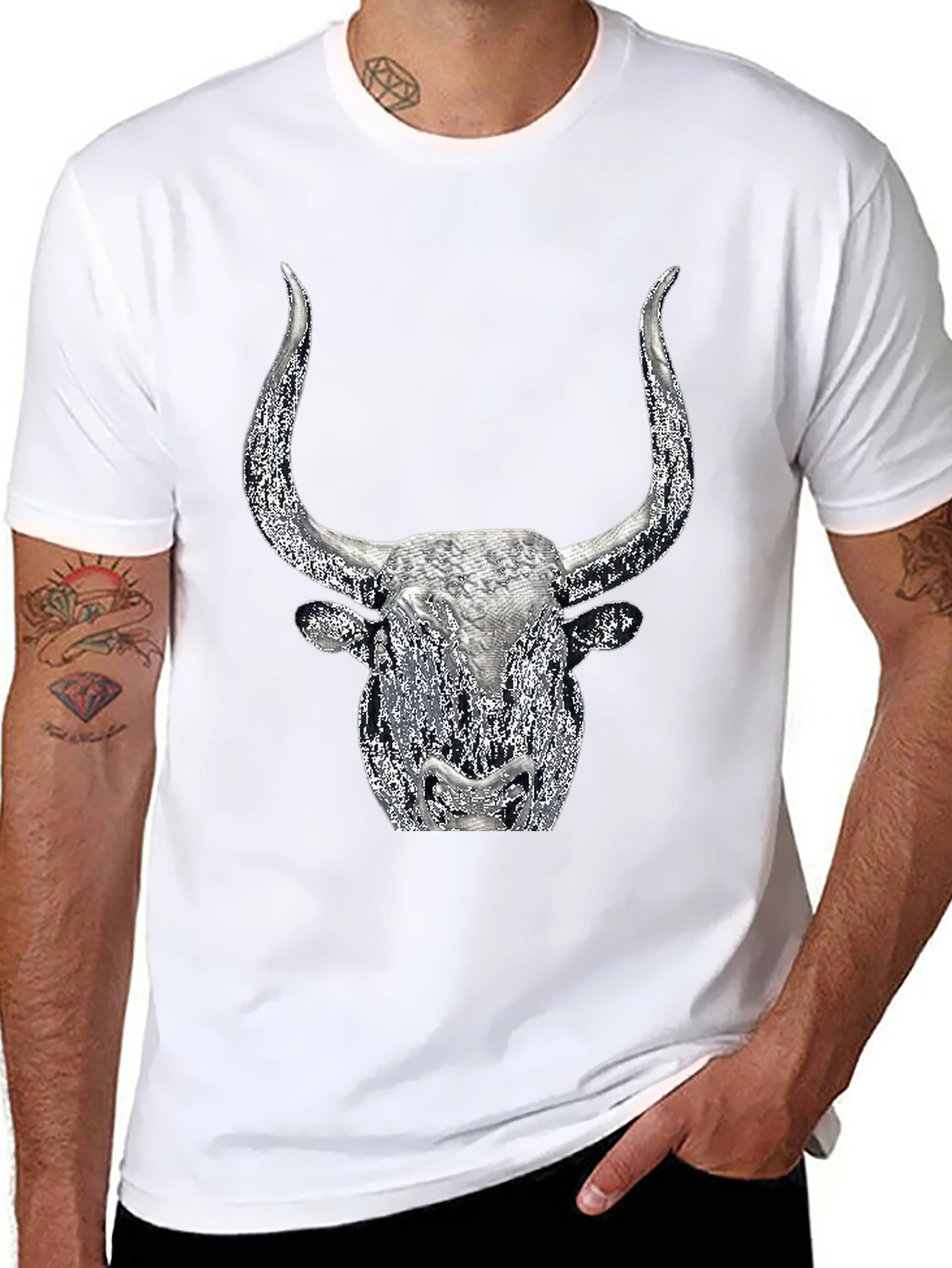 Bull Head Graphic Tee - Black Cotton Blend