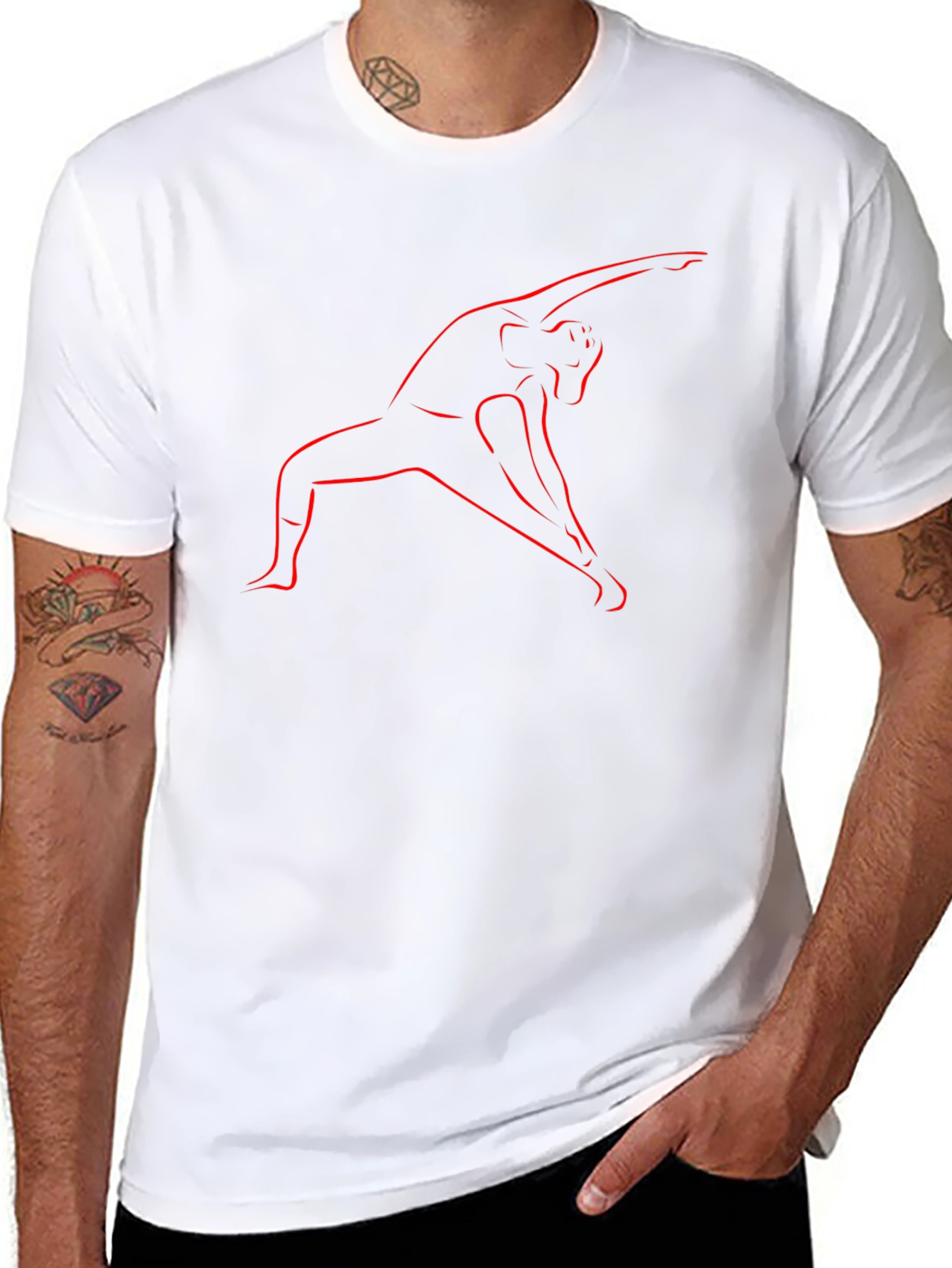 Yoga Pose Graphic Tee - Black Cotton Blend