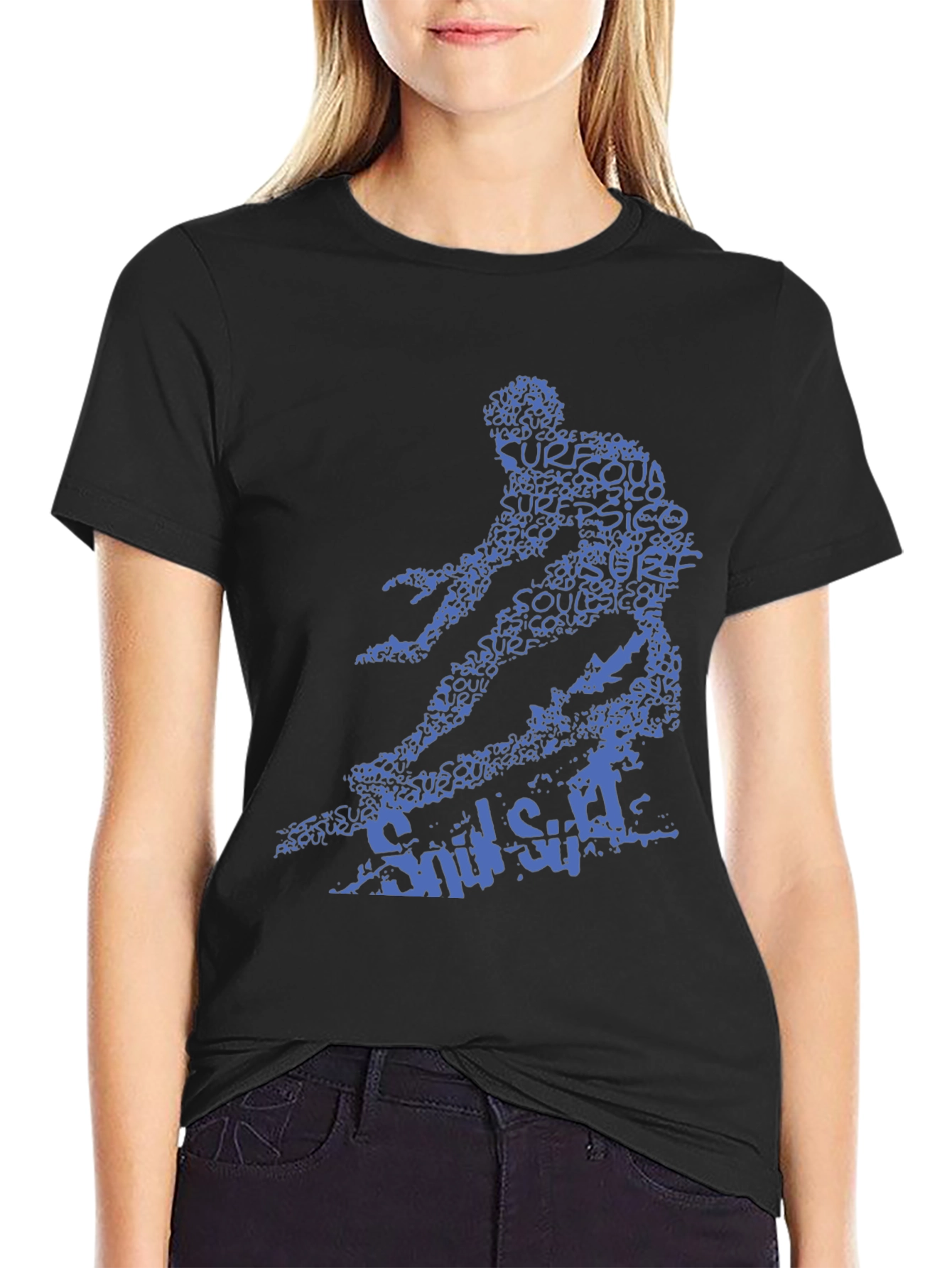 Surfer Graphic Tee - Black Cotton T-Shirt