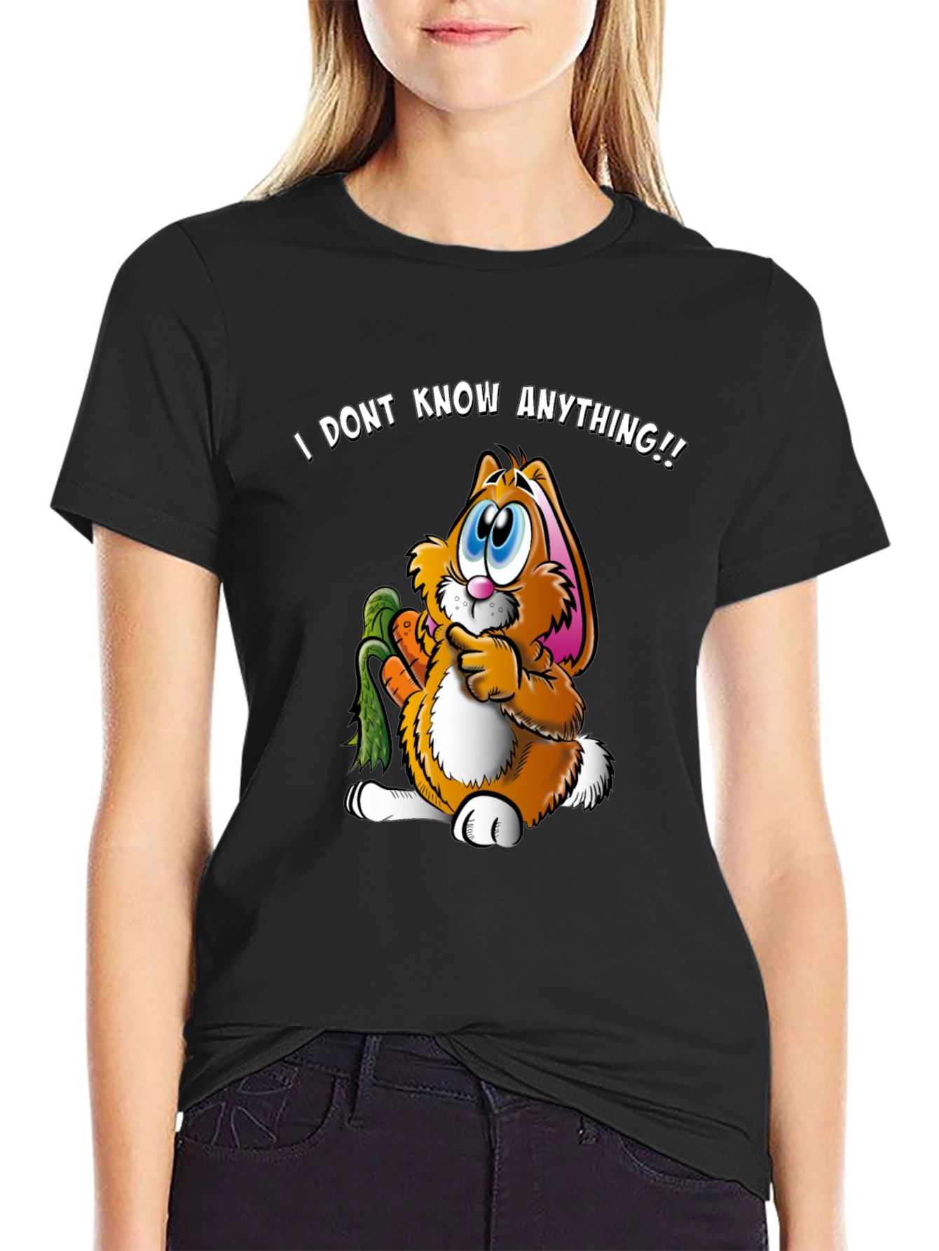 Funny Bunny T-Shirt - I Dont Know Anything!! Tee