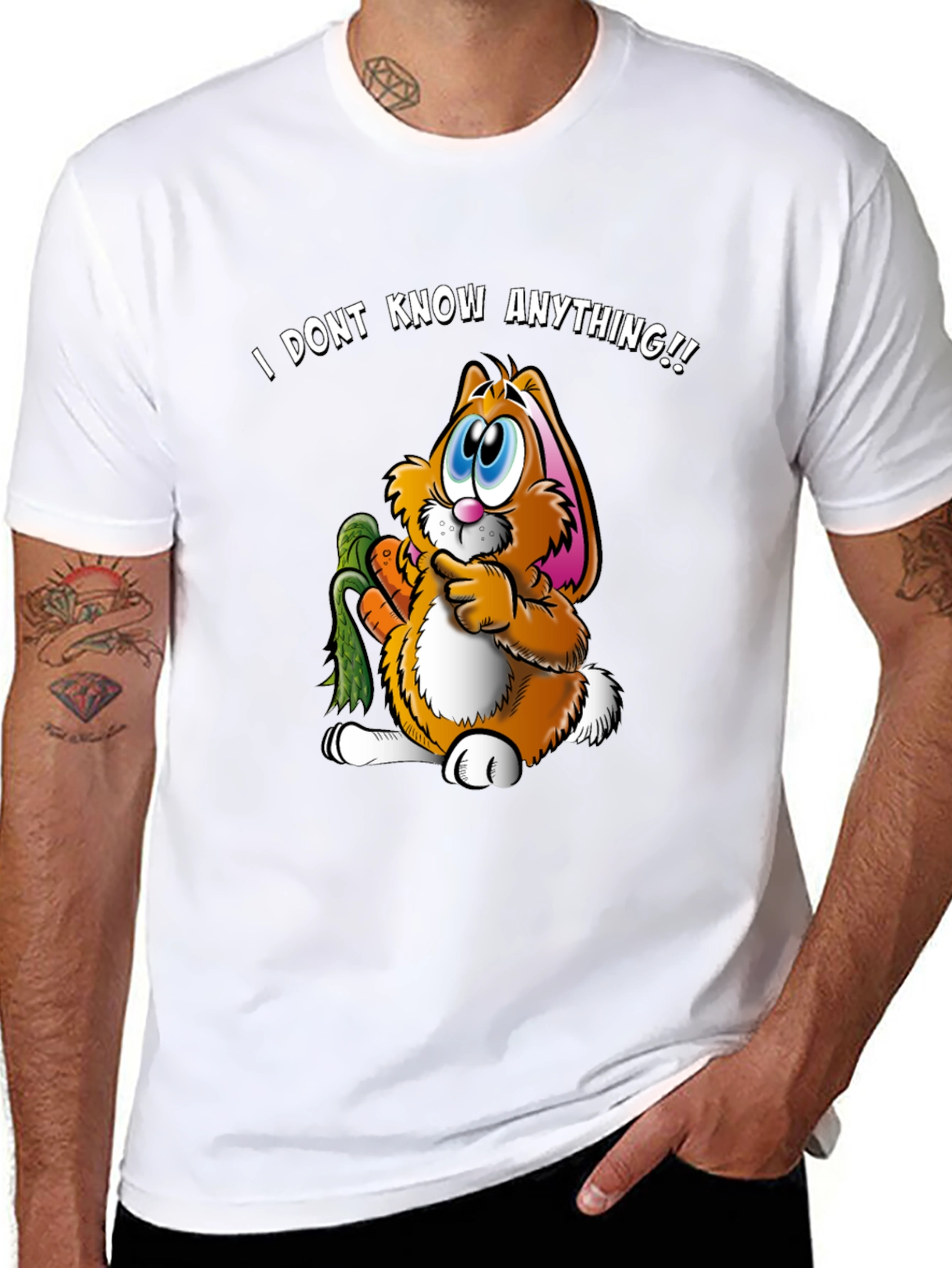 Funny Bunny T-Shirt - I Dont Know Anything!! Tee