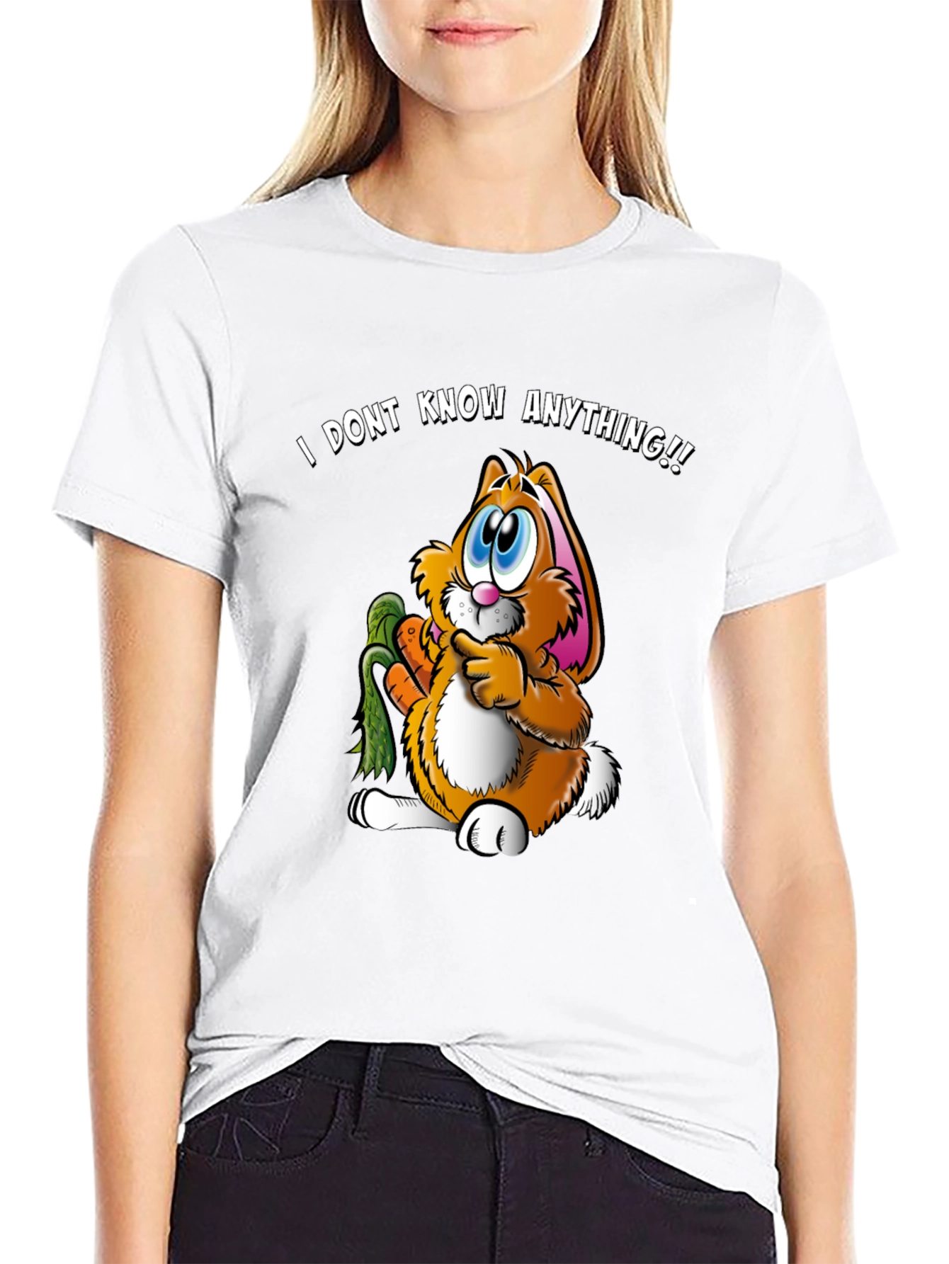 Funny Bunny T-Shirt - I Dont Know Anything!! Tee