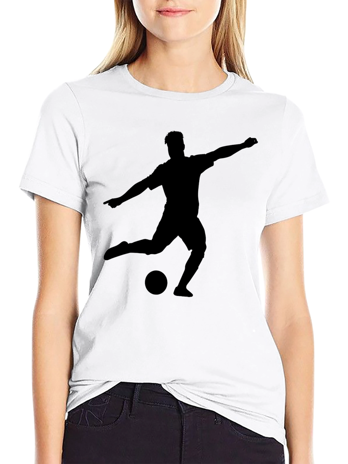 Soccer Player Silhouette T-Shirt - Black