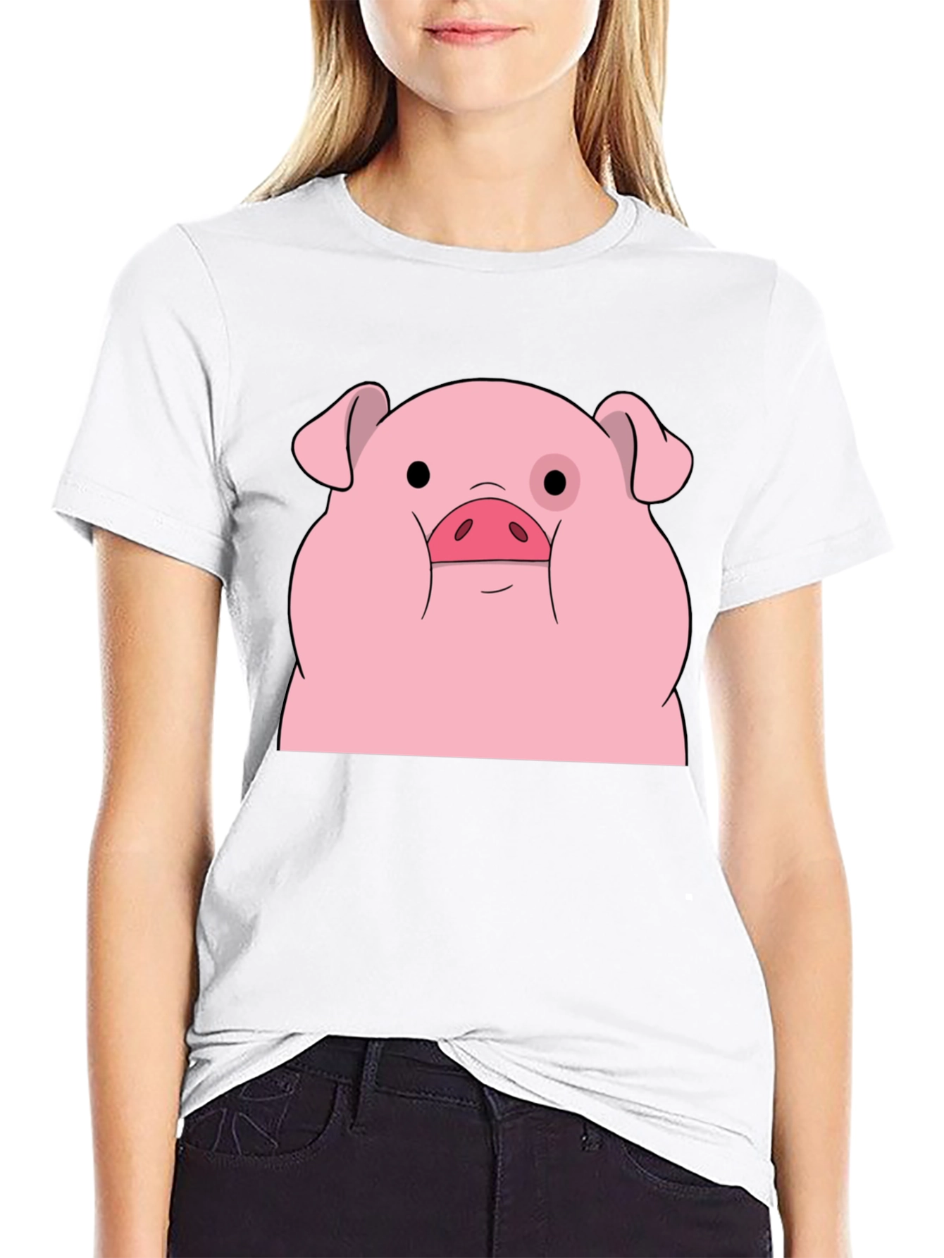 Waddles Pig Graphic Tee - Black Cotton T-Shirt