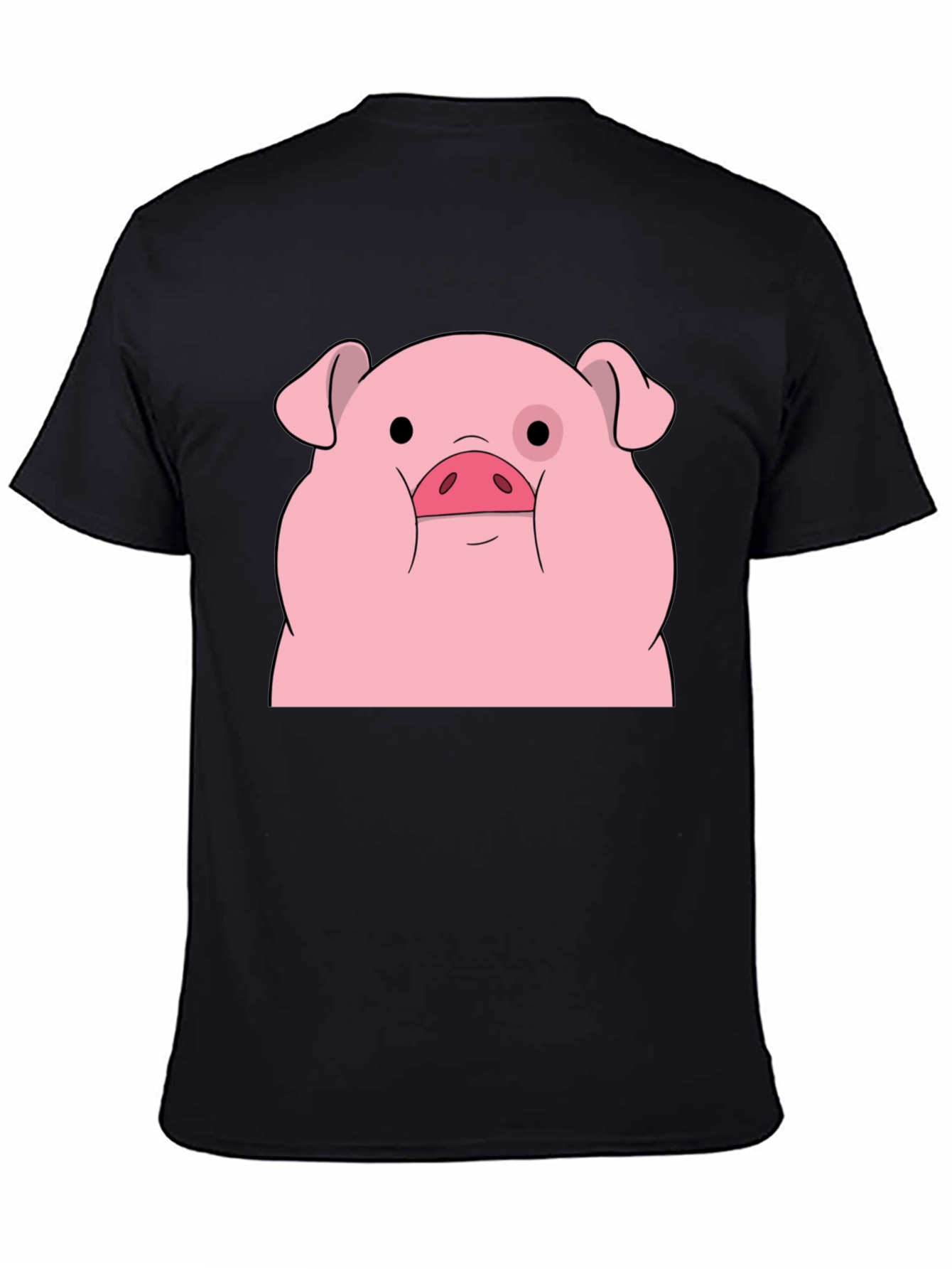 Waddles Pig Graphic Tee - Black Cotton T-Shirt