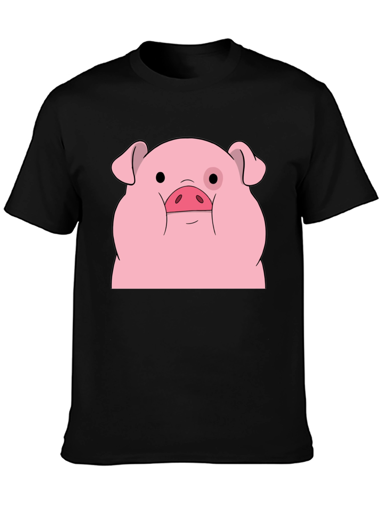 Waddles Pig Graphic Tee - Black Cotton T-Shirt
