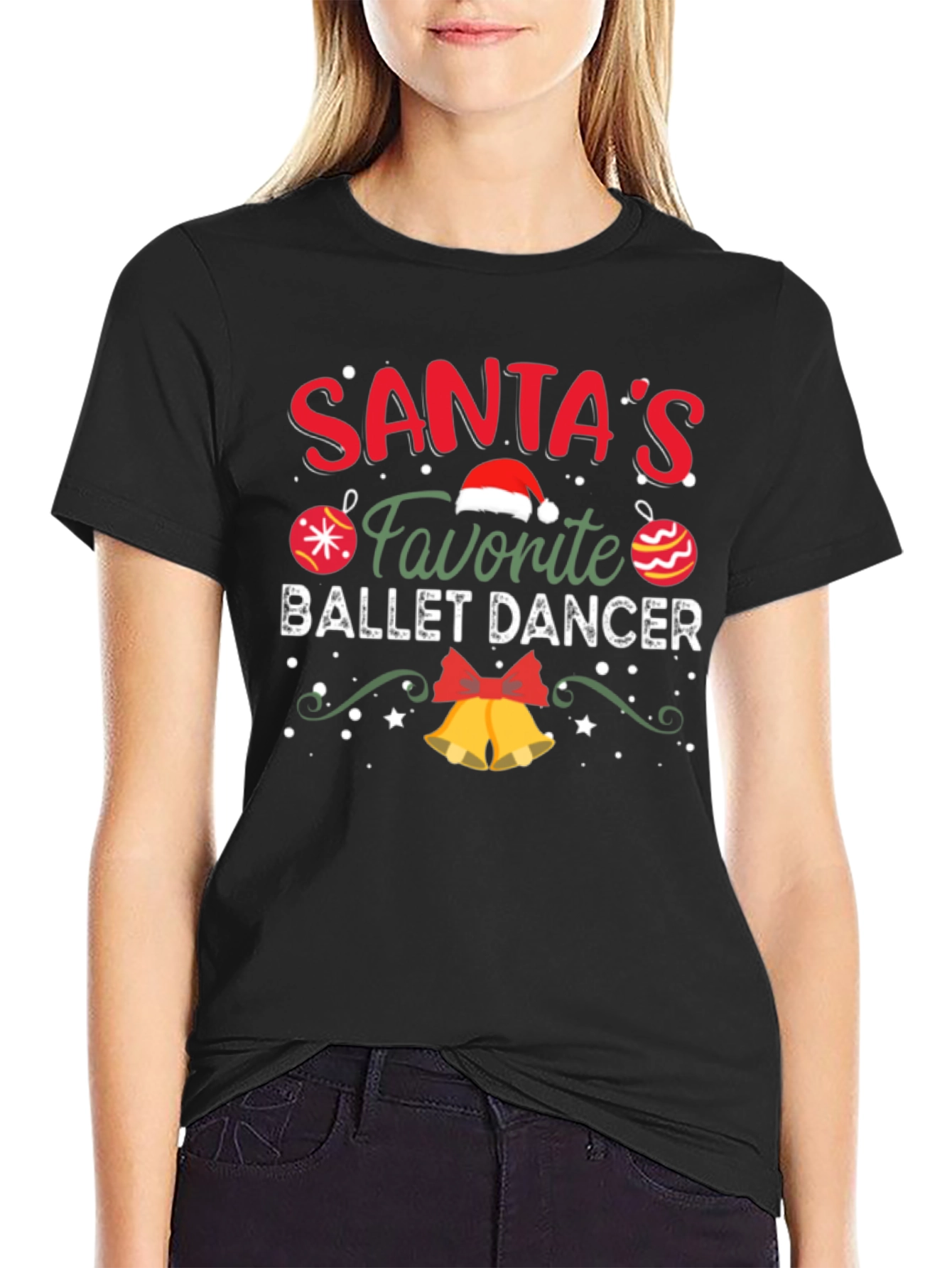 Santas Favorite Ballet Dancer Christmas T-Shirt