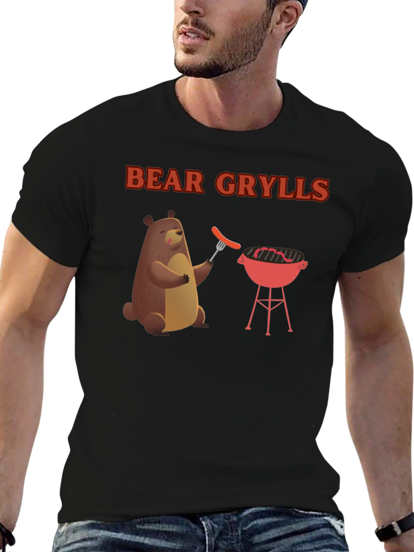 Bear Grylls BBQ T-Shirt - Novelty Grill Tee