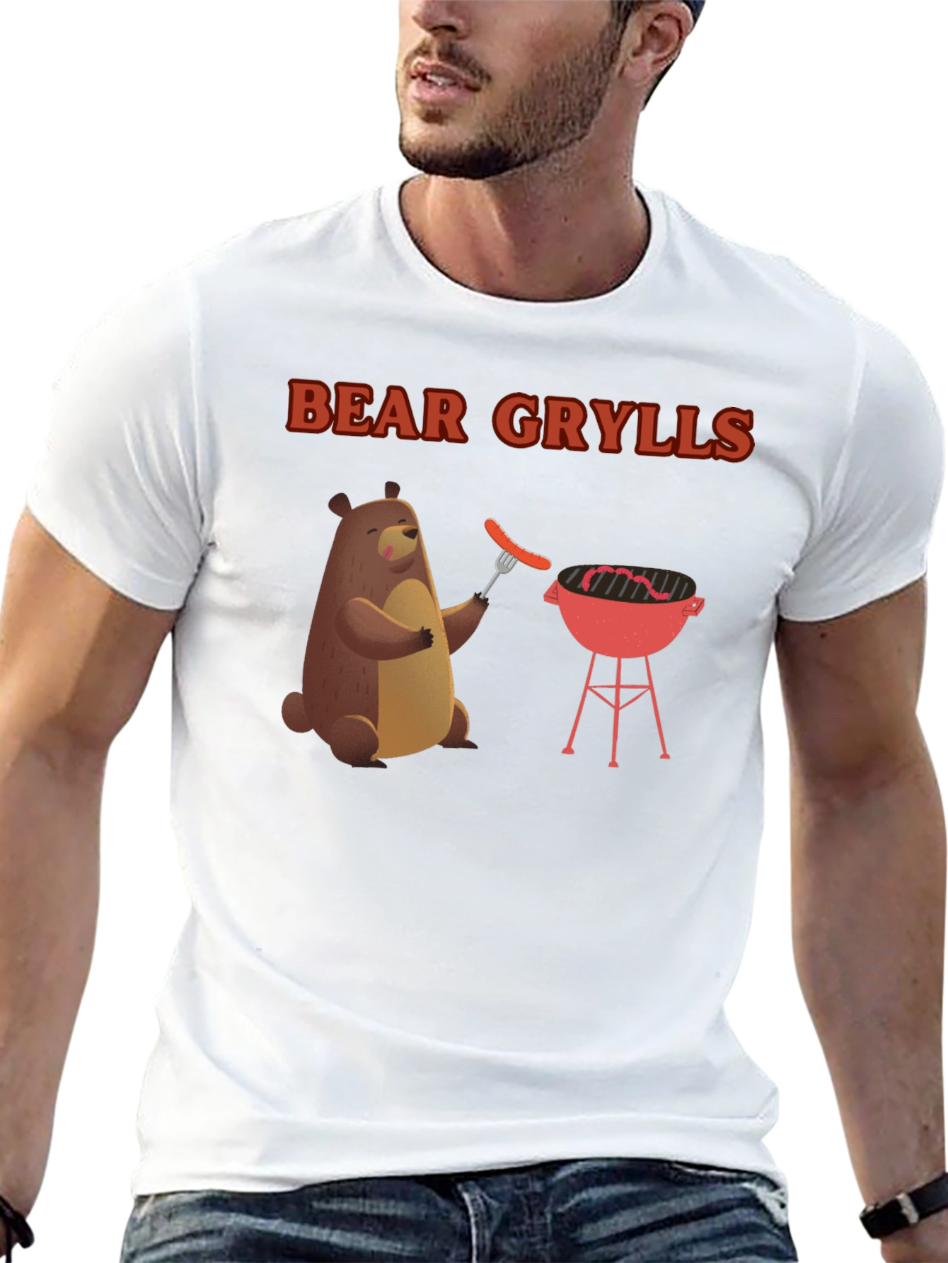Bear Grylls BBQ T-Shirt - Novelty Grill Tee