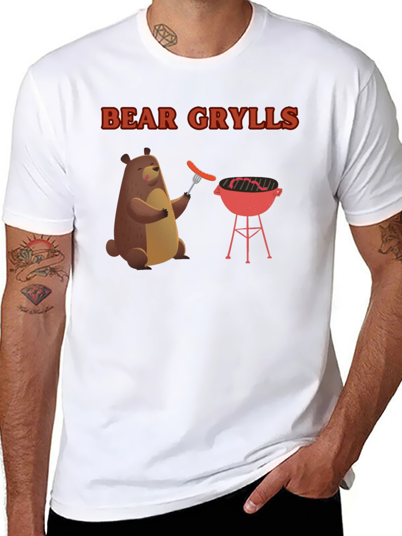 Bear Grylls BBQ T-Shirt - Novelty Grill Tee