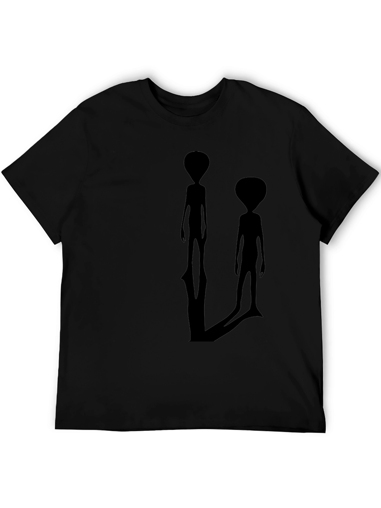 Alien Silhouette Graphic Tee - Black Crew Neck