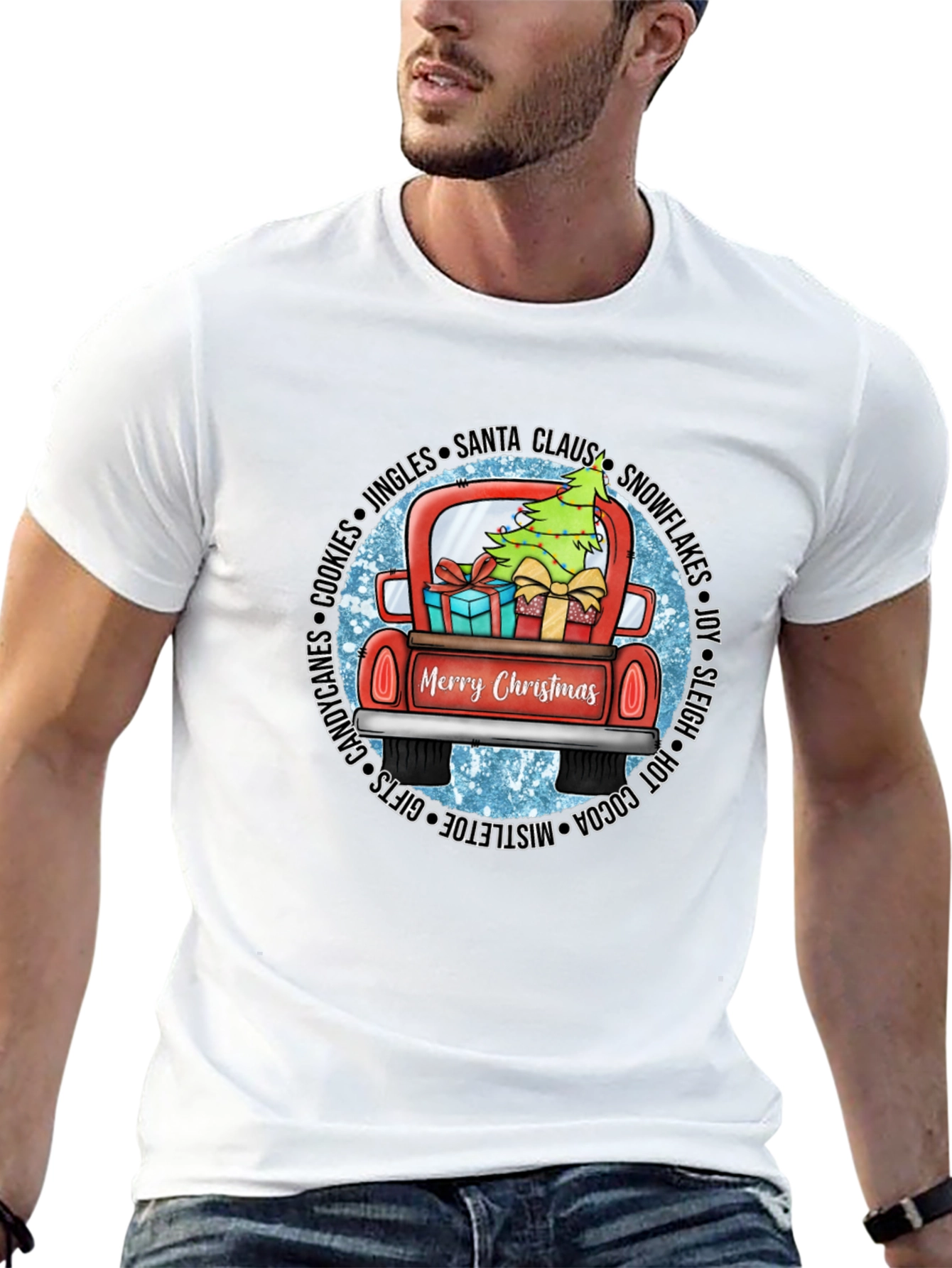 Festive Christmas Truck Graphic Tee - Holiday Cheer