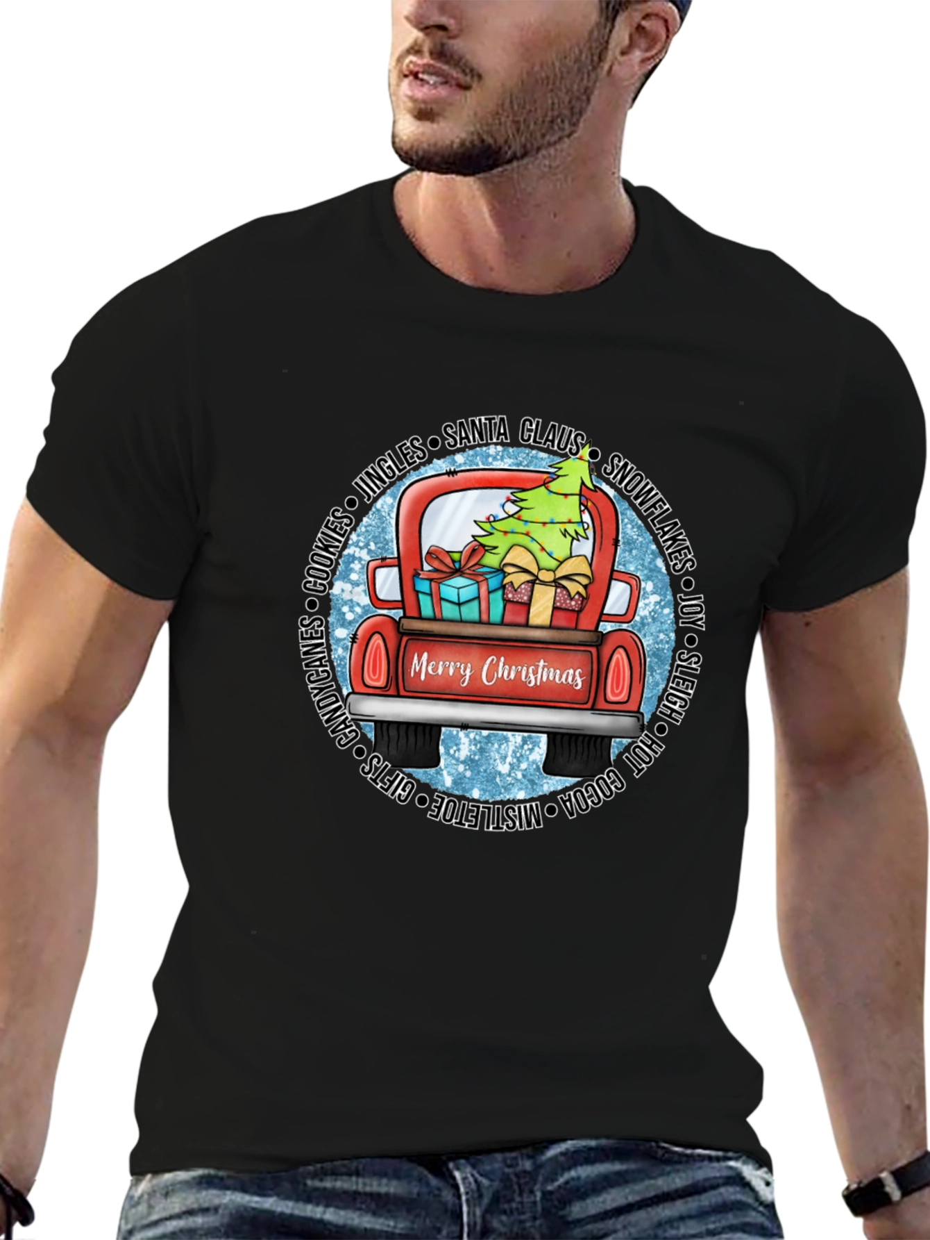 Festive Christmas Truck Graphic Tee - Holiday Cheer