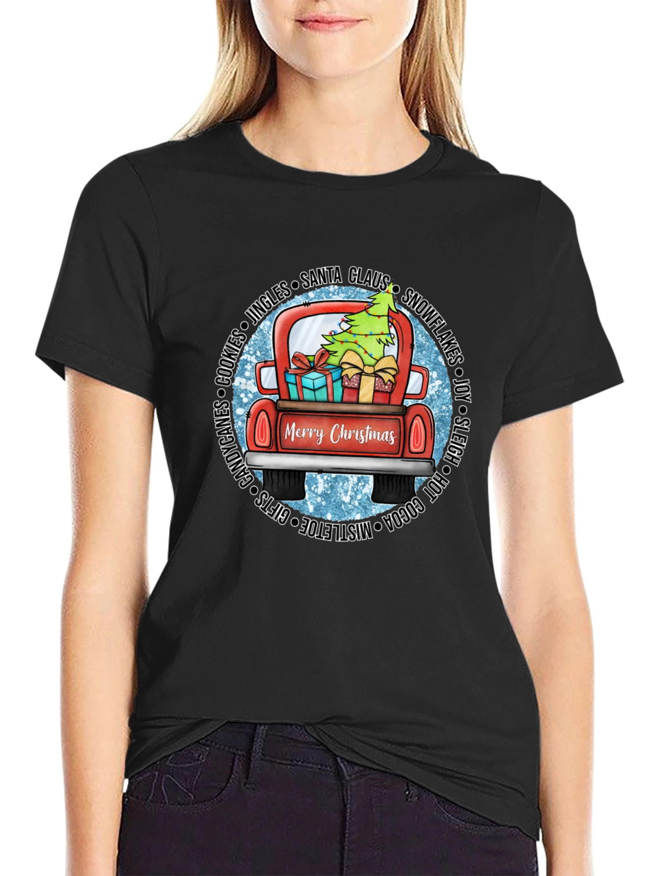 Festive Christmas Truck Graphic Tee - Holiday Cheer