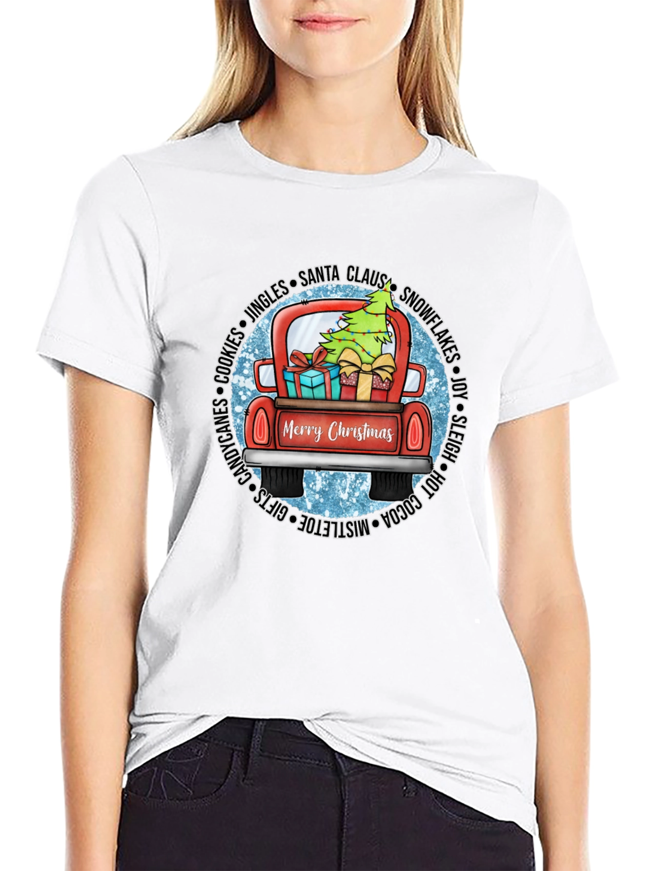 Festive Christmas Truck Graphic Tee - Holiday Cheer