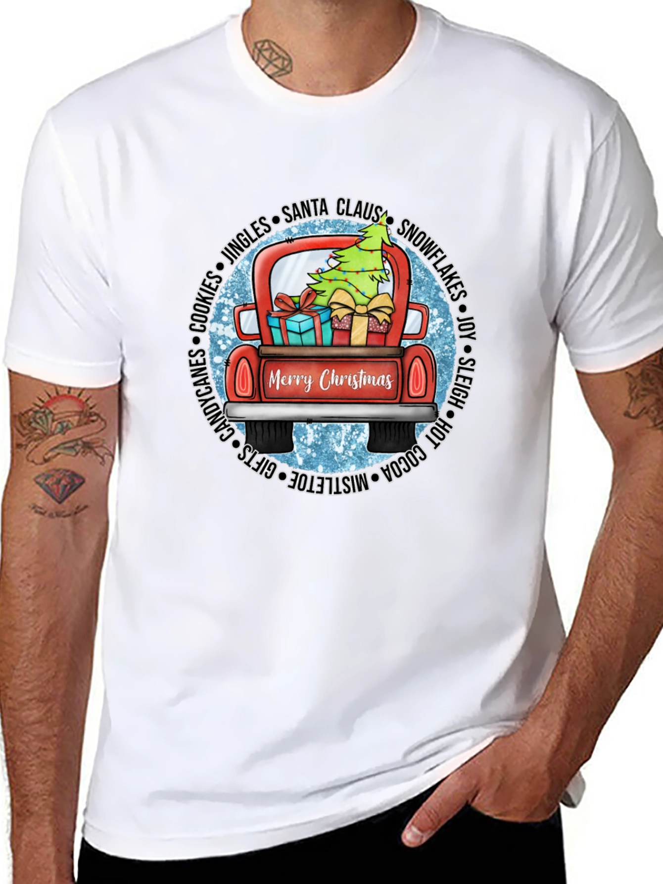 Festive Christmas Truck Graphic Tee - Holiday Cheer