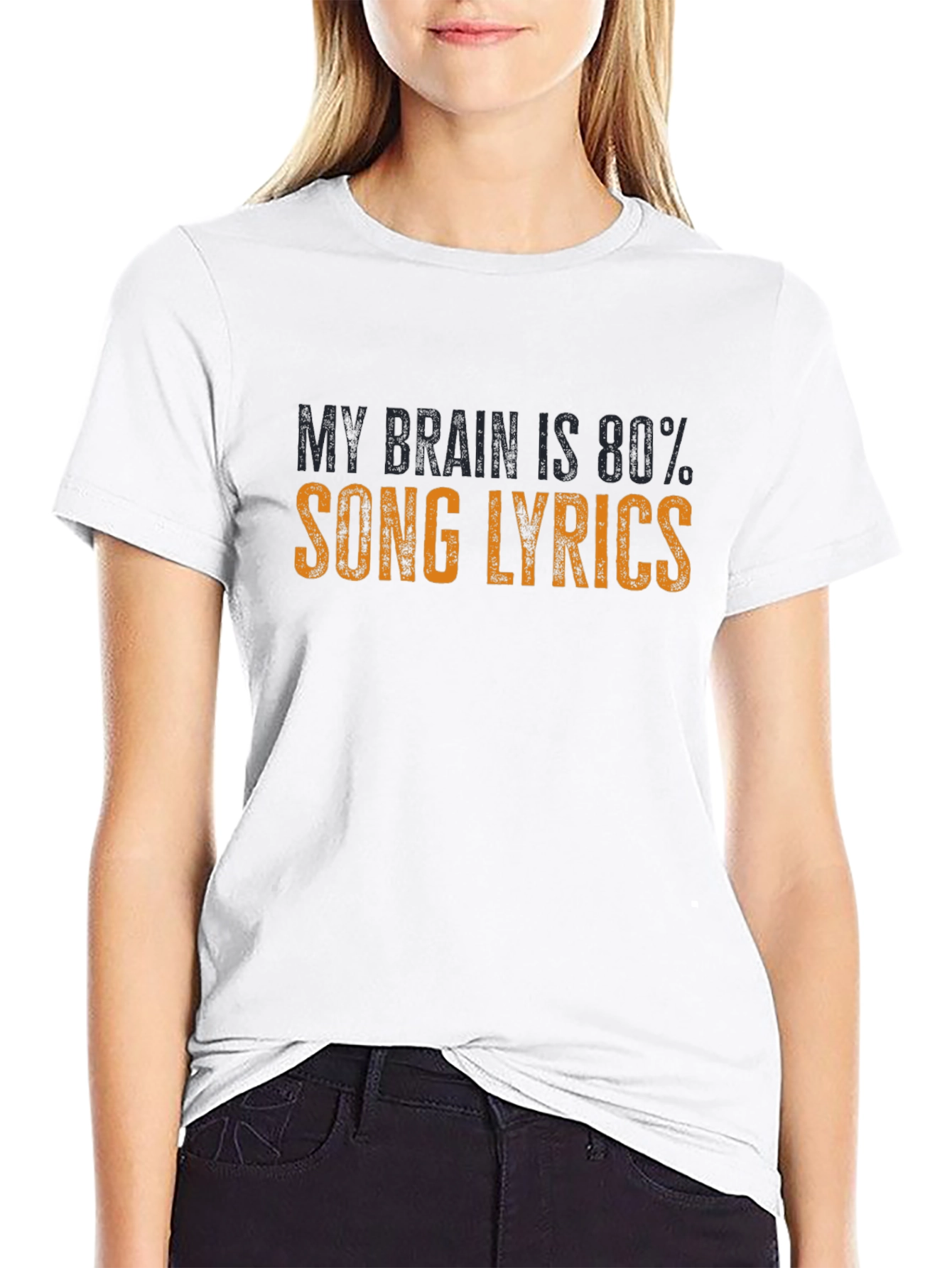 Song Lyrics Brain T-Shirt - Black Cotton Tee