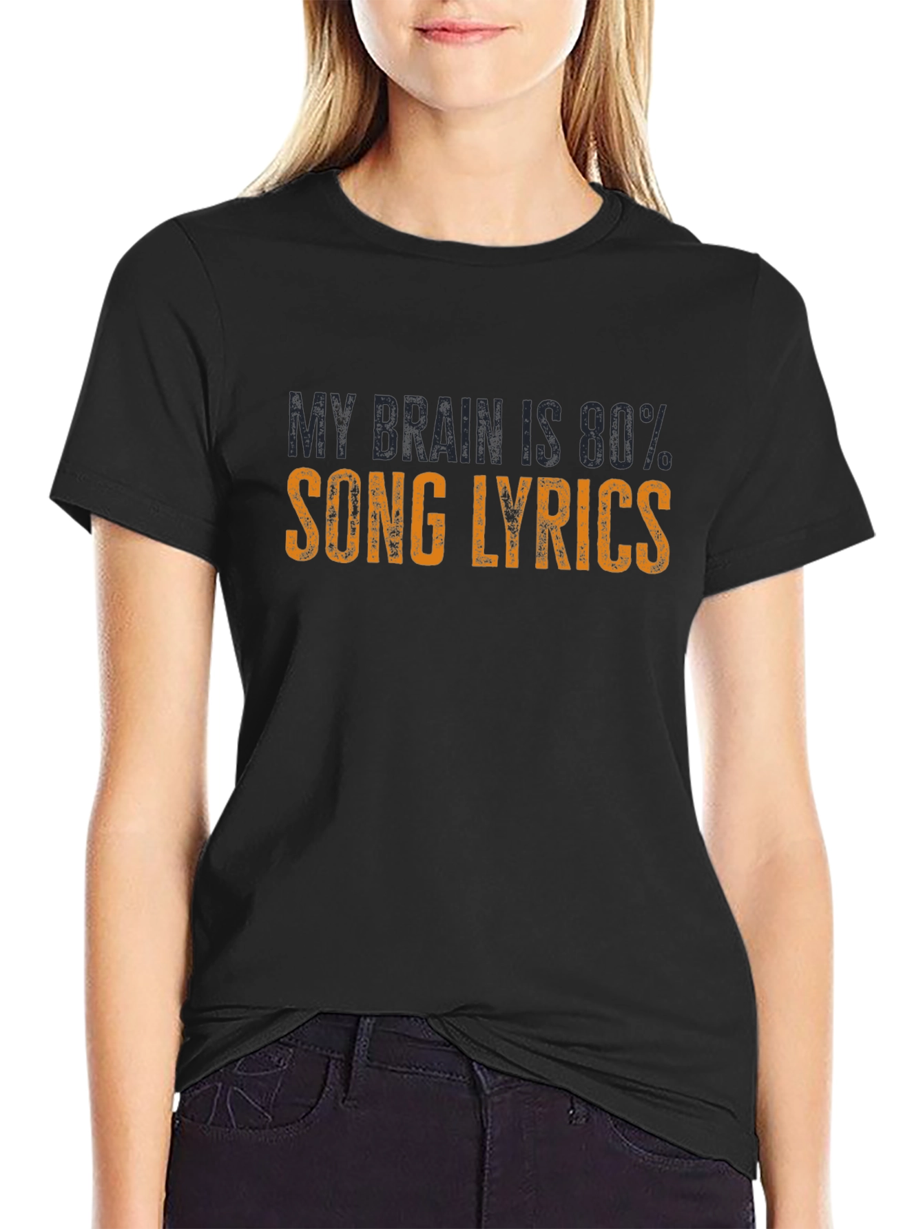 Song Lyrics Brain T-Shirt - Black Cotton Tee
