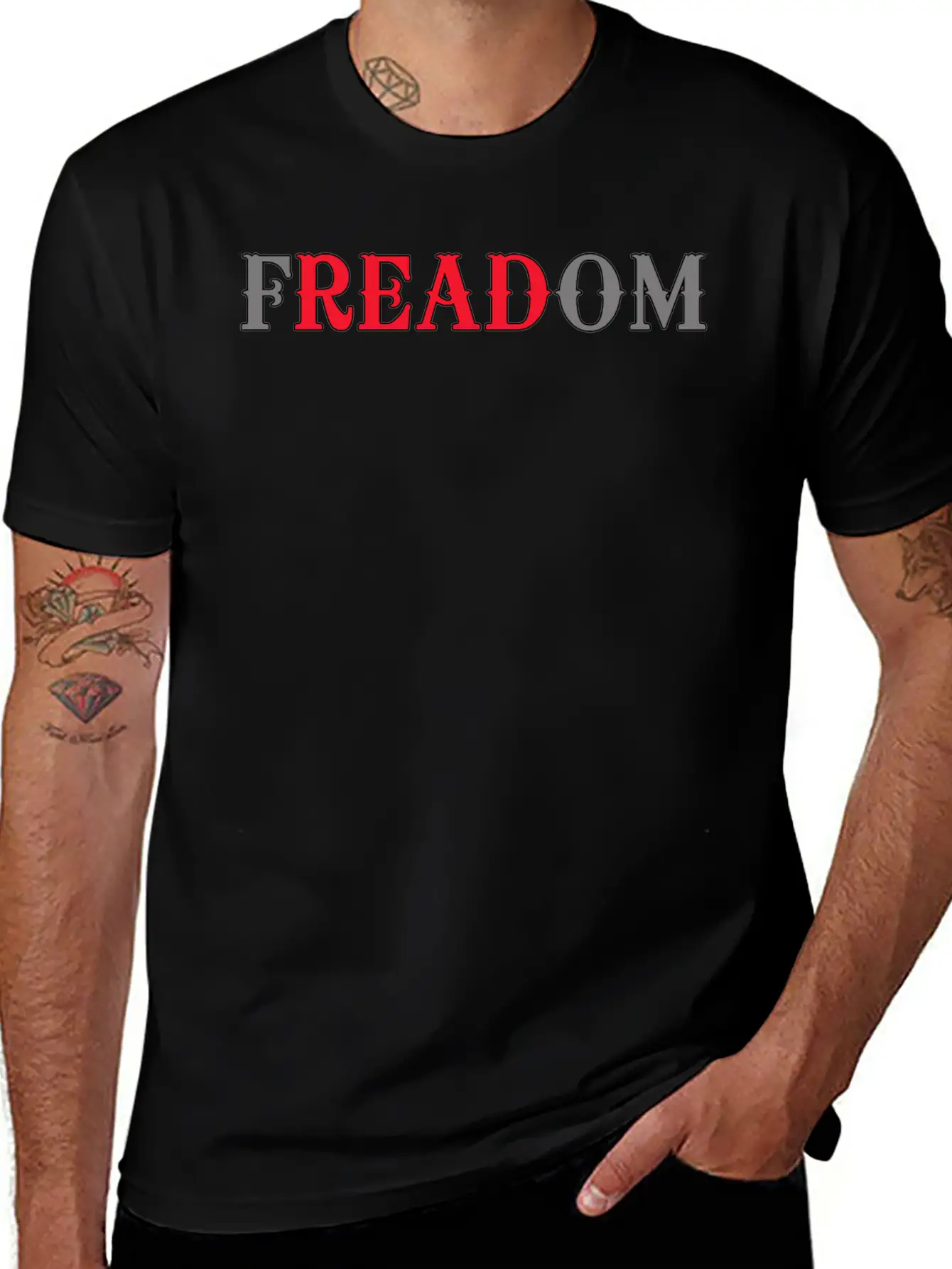Funny Bookworm - Freadom - Reading Learning Humor Unisex Casual T-Shirt – Clean Design For Daily Comfort