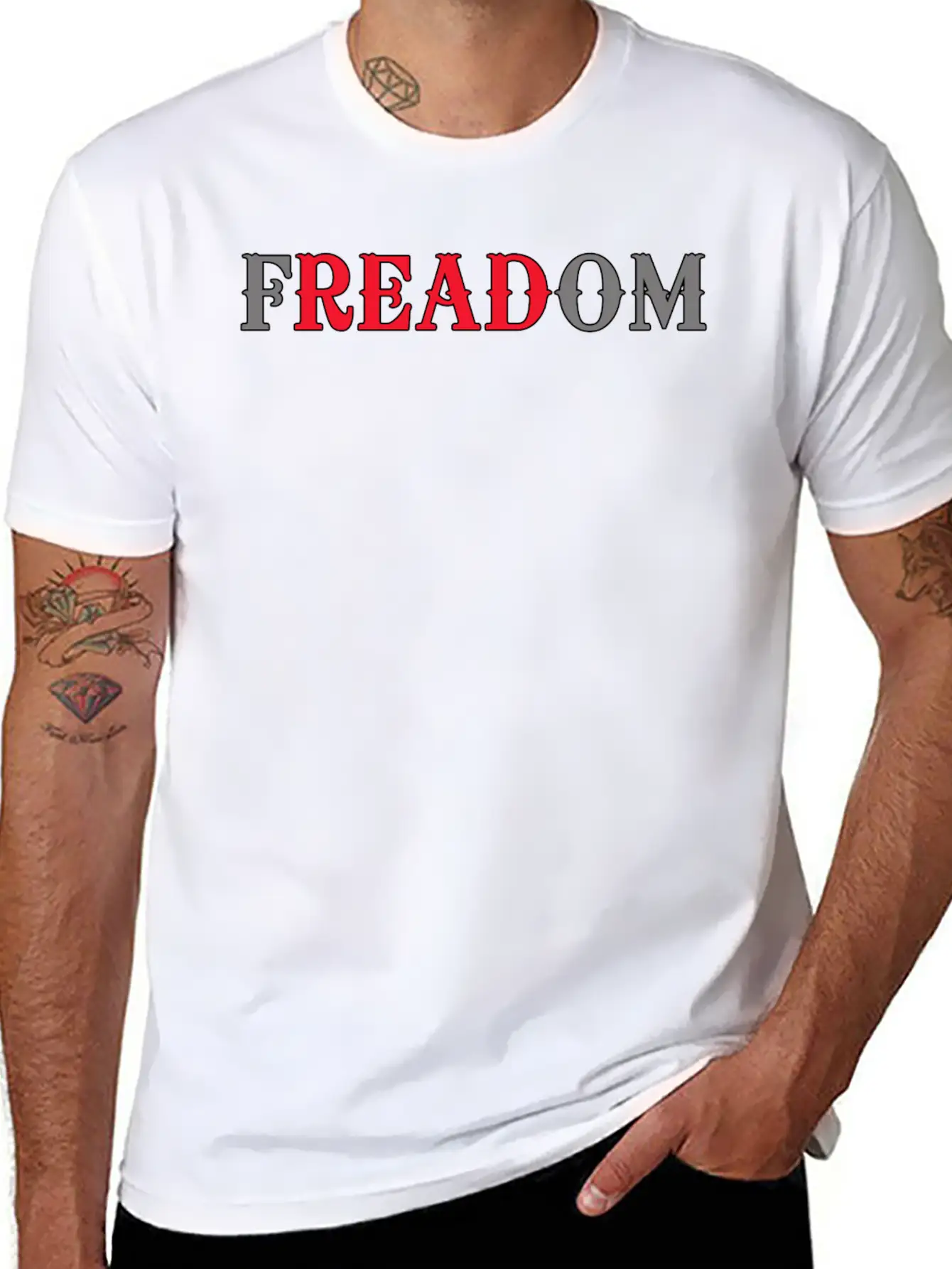 Funny Bookworm - Freadom - Reading Learning Humor Unisex Casual T-Shirt – Clean Design For Daily Comfort