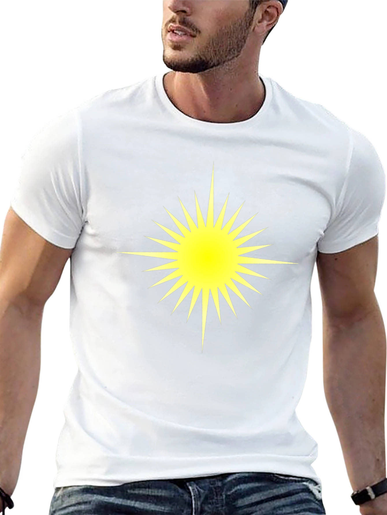 Radiant Starburst Graphic Tee - Bold Black Cotton Shirt