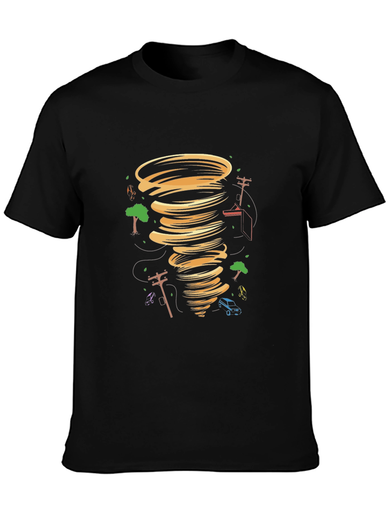Tornado Graphic Tee - Black Cotton Blend T-Shirt