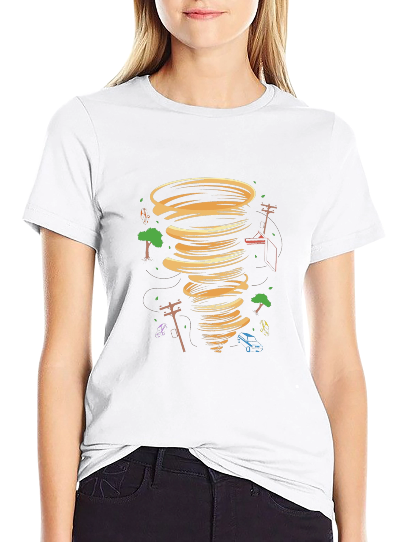 Tornado Graphic Tee - Black Cotton Blend T-Shirt