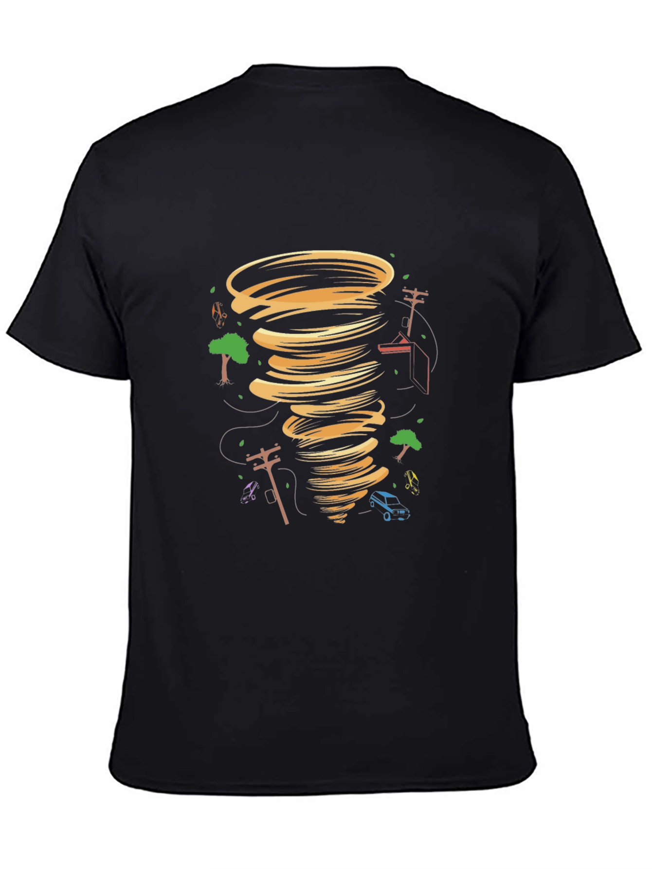 Tornado Graphic Tee - Black Cotton Blend T-Shirt