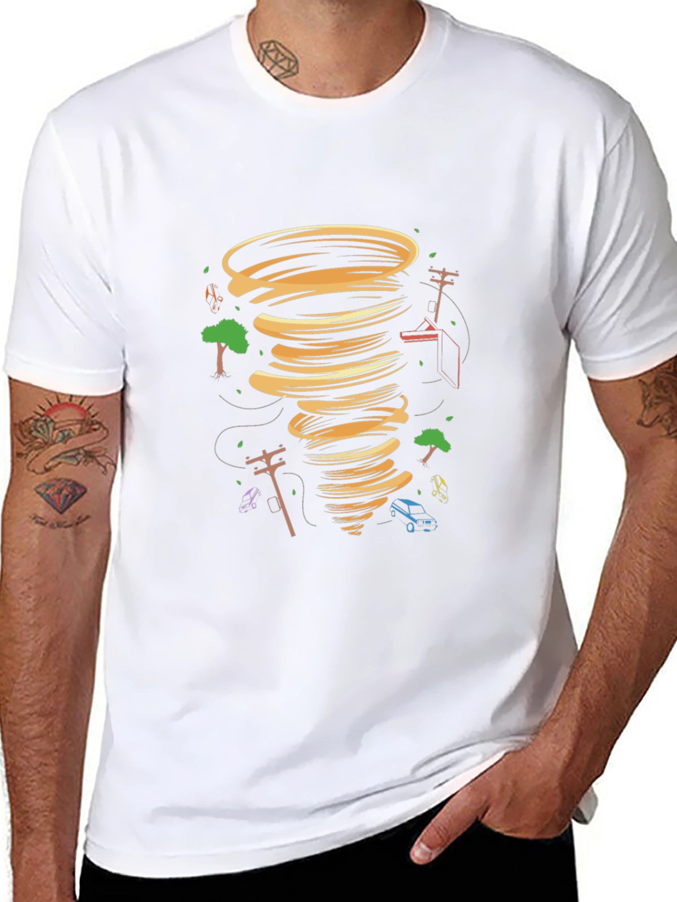 Tornado Graphic Tee - Black Cotton Blend T-Shirt