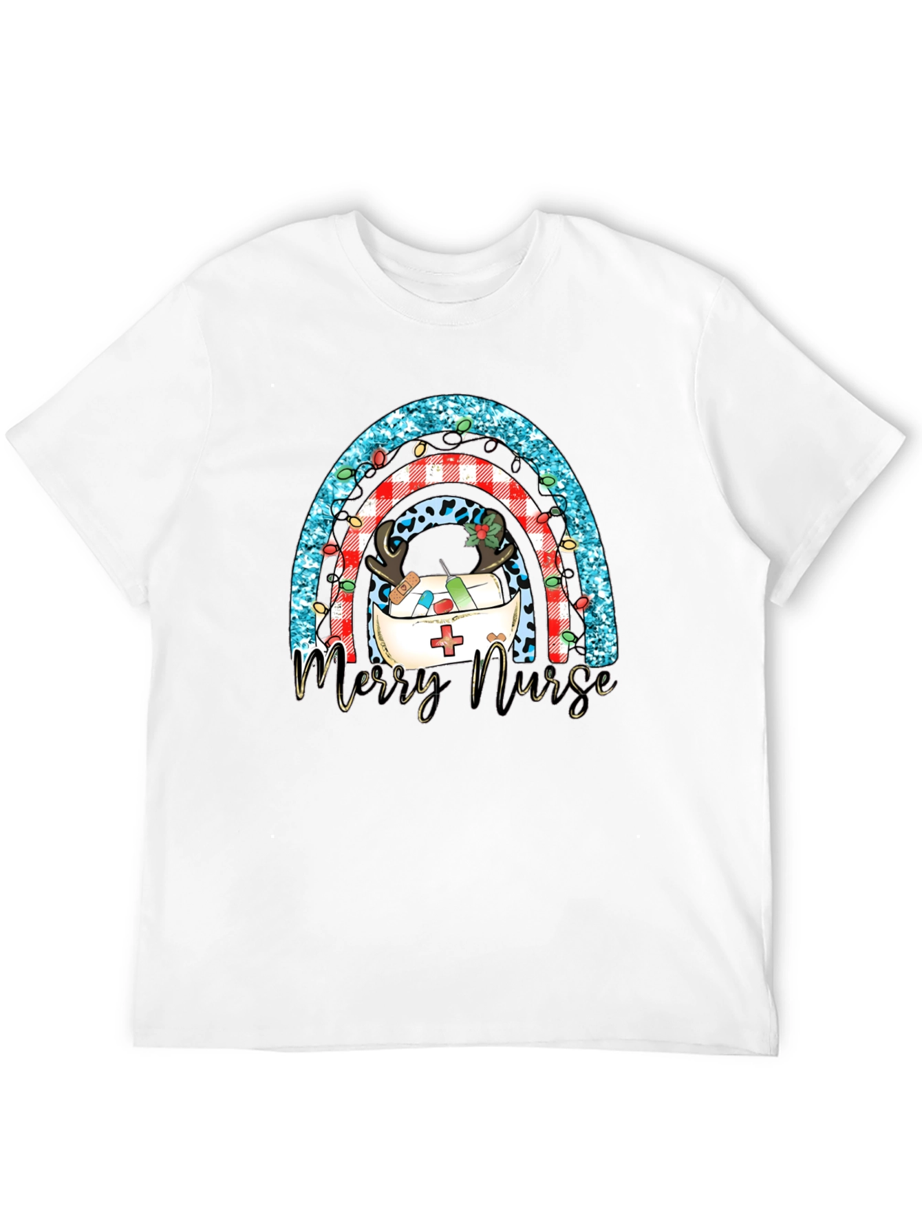Merry Nurse Rainbow Christmas T-Shirt
