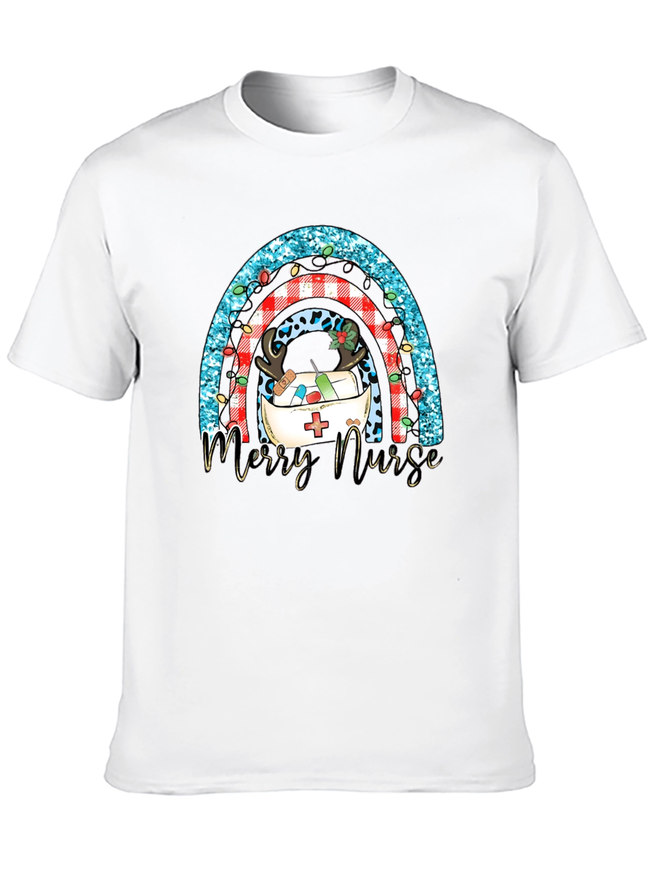 Merry Nurse Rainbow Christmas T-Shirt