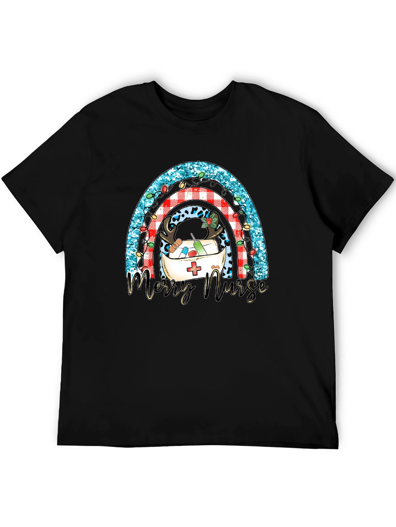 Merry Nurse Rainbow Christmas T-Shirt