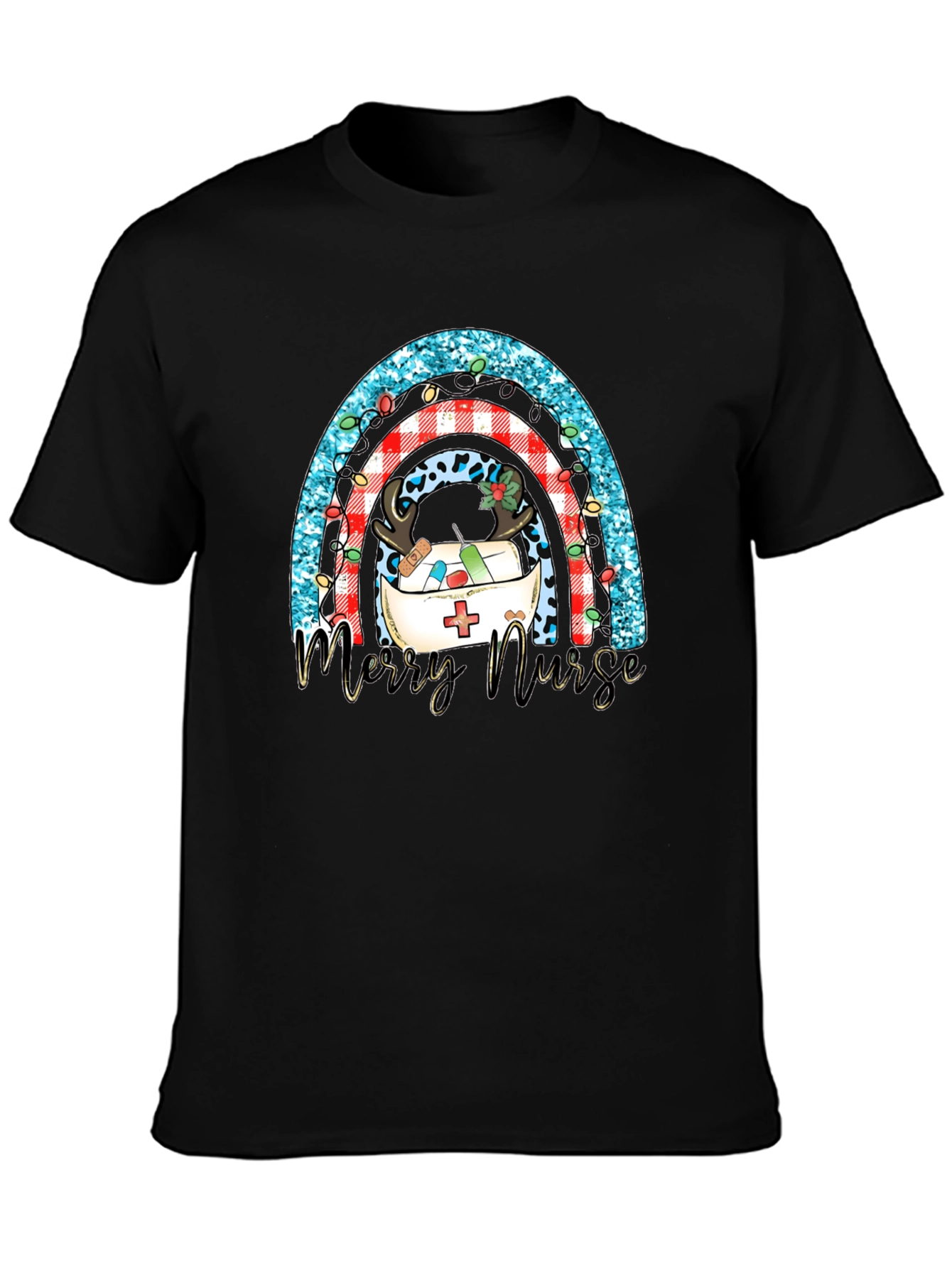 Merry Nurse Rainbow Christmas T-Shirt