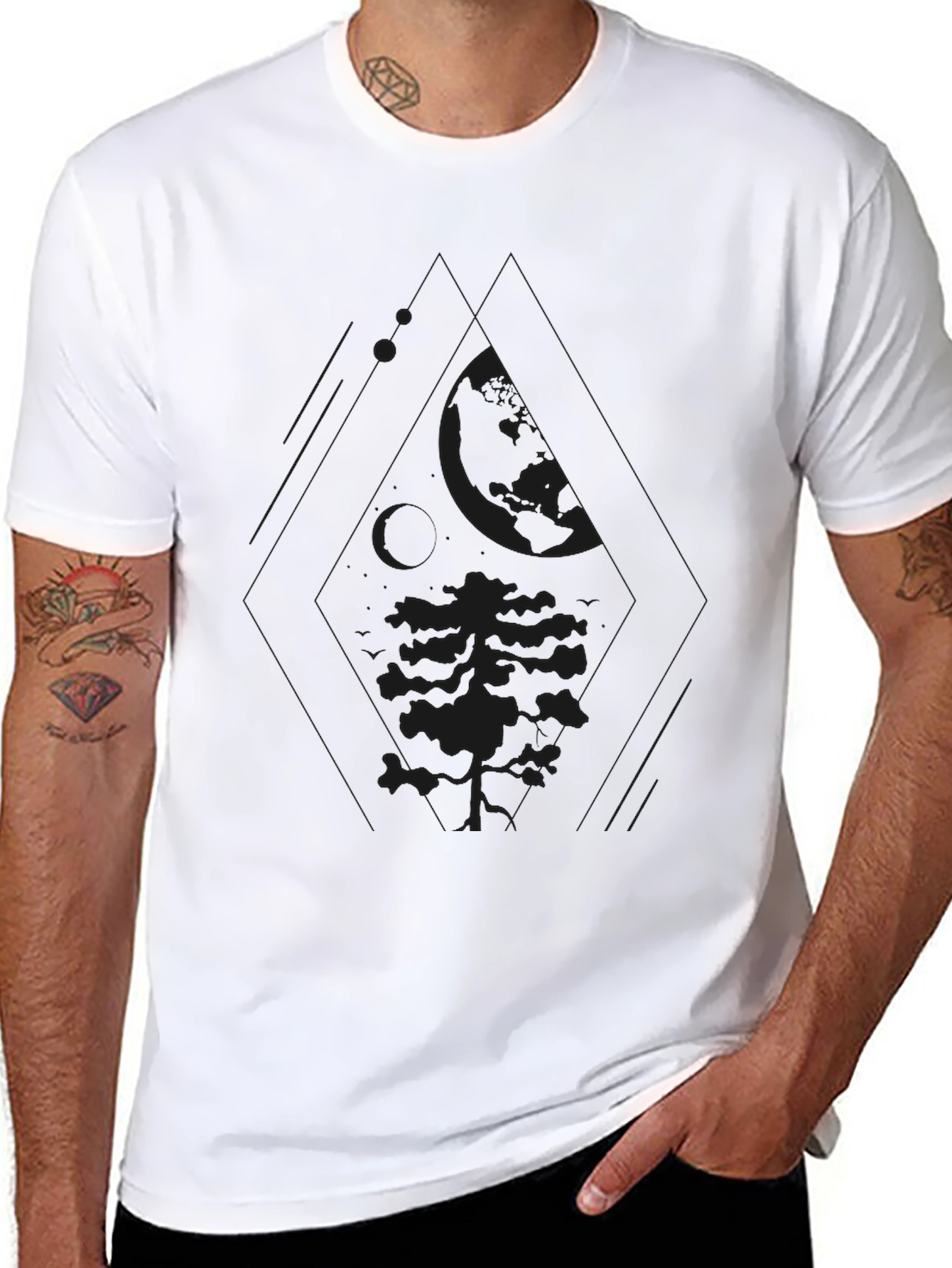 Black Graphic Print Crew Neck Tee