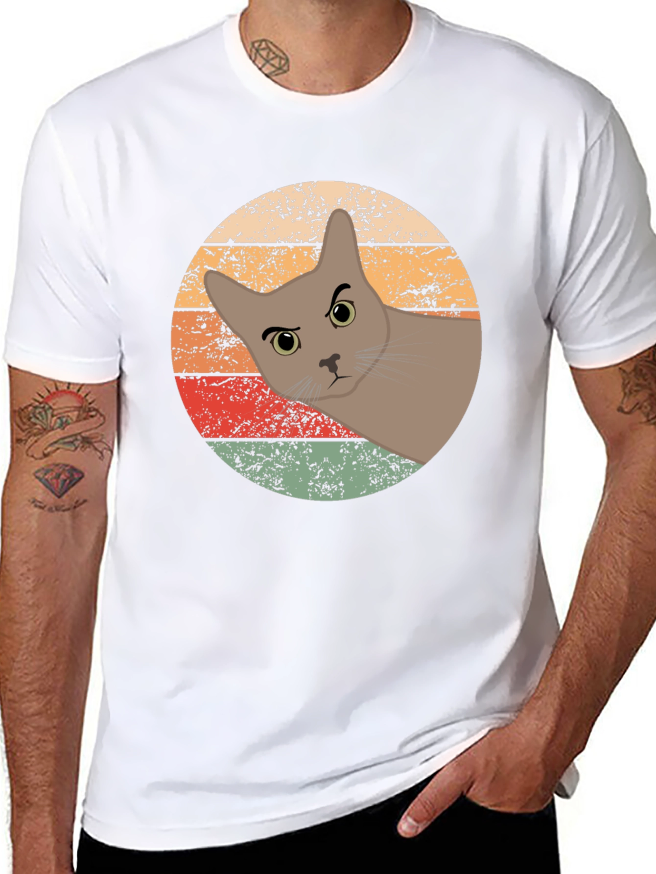 Retro Cat Graphic Tee - Unisex Black T-Shirt