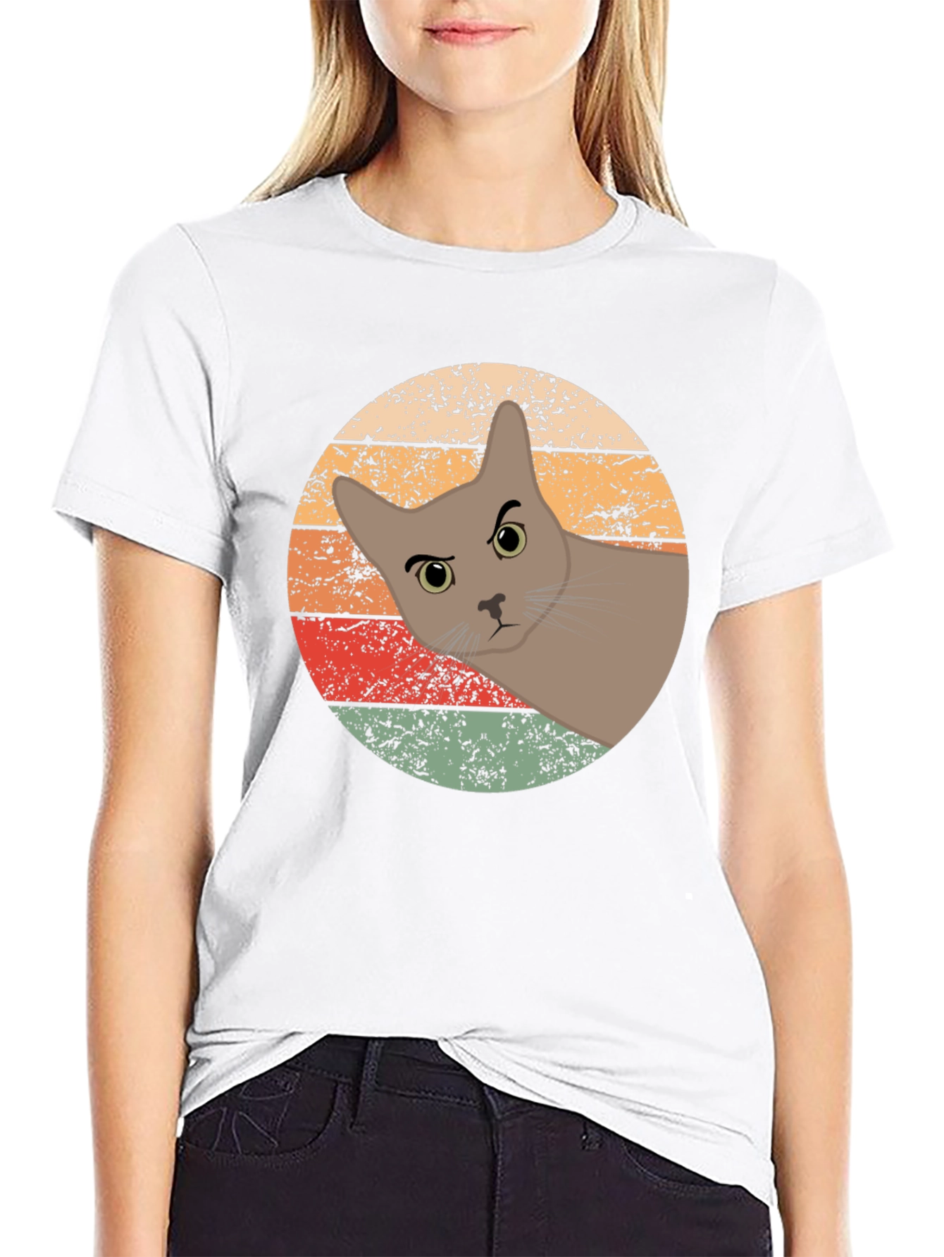 Retro Cat Graphic Tee - Unisex Black T-Shirt