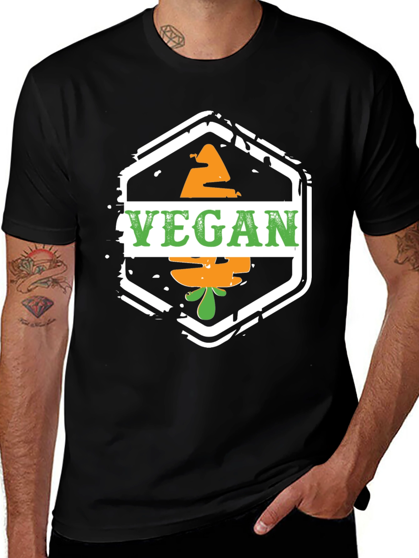 Vegan Carrot T-Shirt - Black Graphic Tee