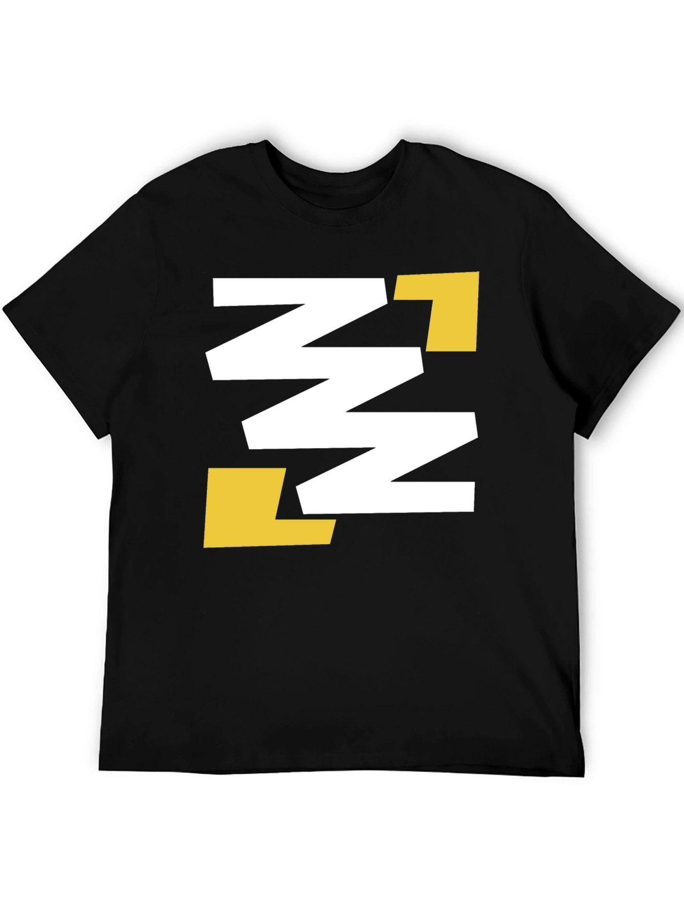 Abstract Geometric Tee - Black with White & Gold