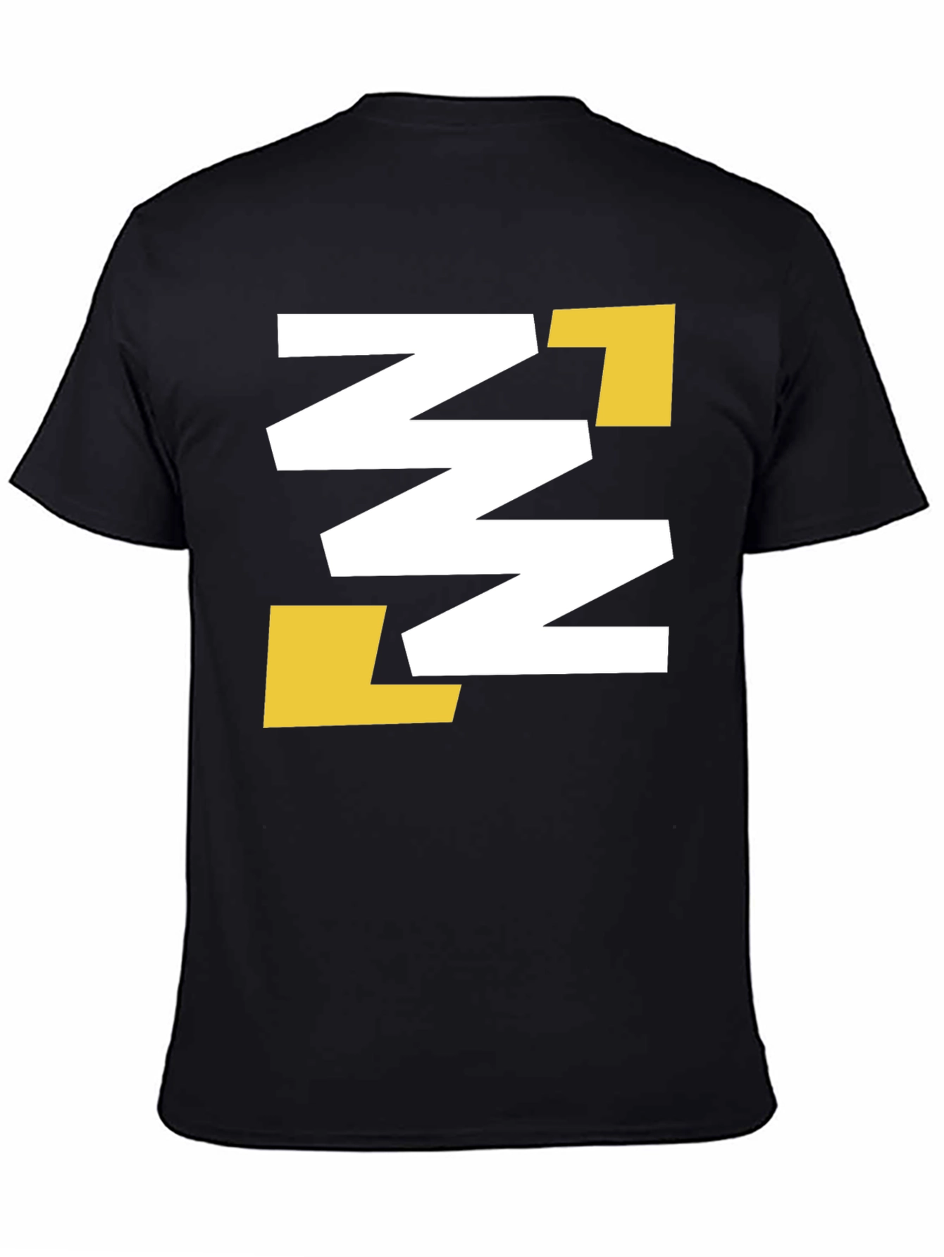 Abstract Geometric Tee - Black with White & Gold