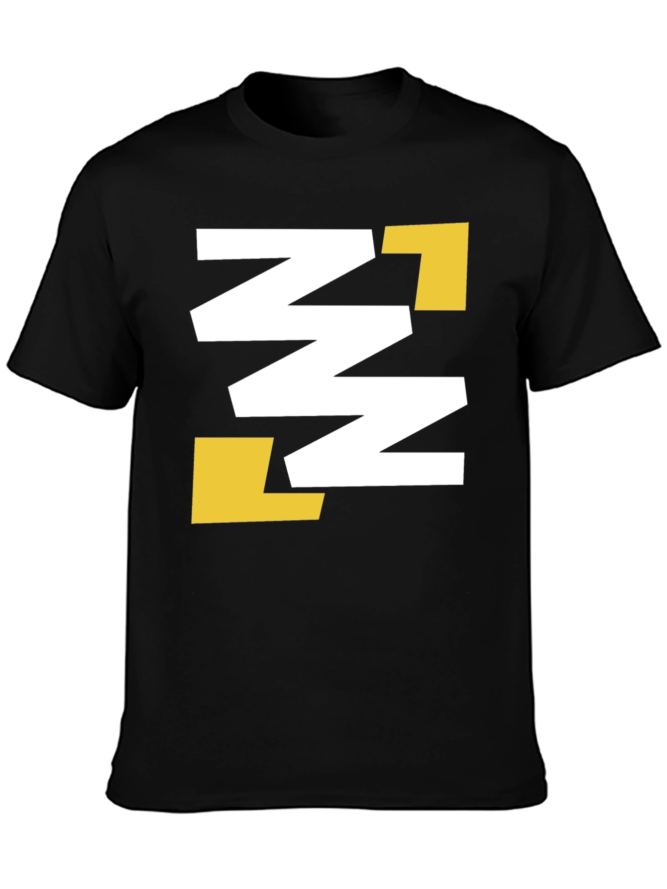 Abstract Geometric Tee - Black with White & Gold